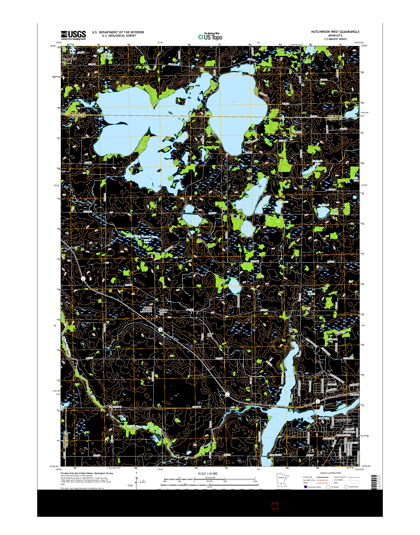 USGS US TOPO 7.5-MINUTE MAP FOR HUTCHINSON WEST, MN 2016