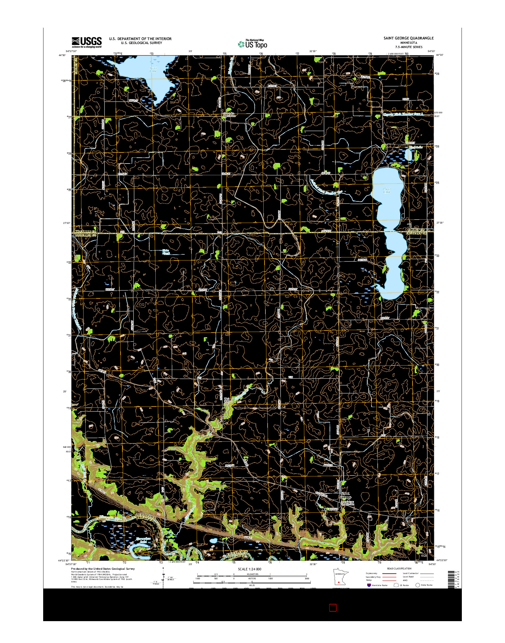 USGS US TOPO 7.5-MINUTE MAP FOR SAINT GEORGE, MN 2016