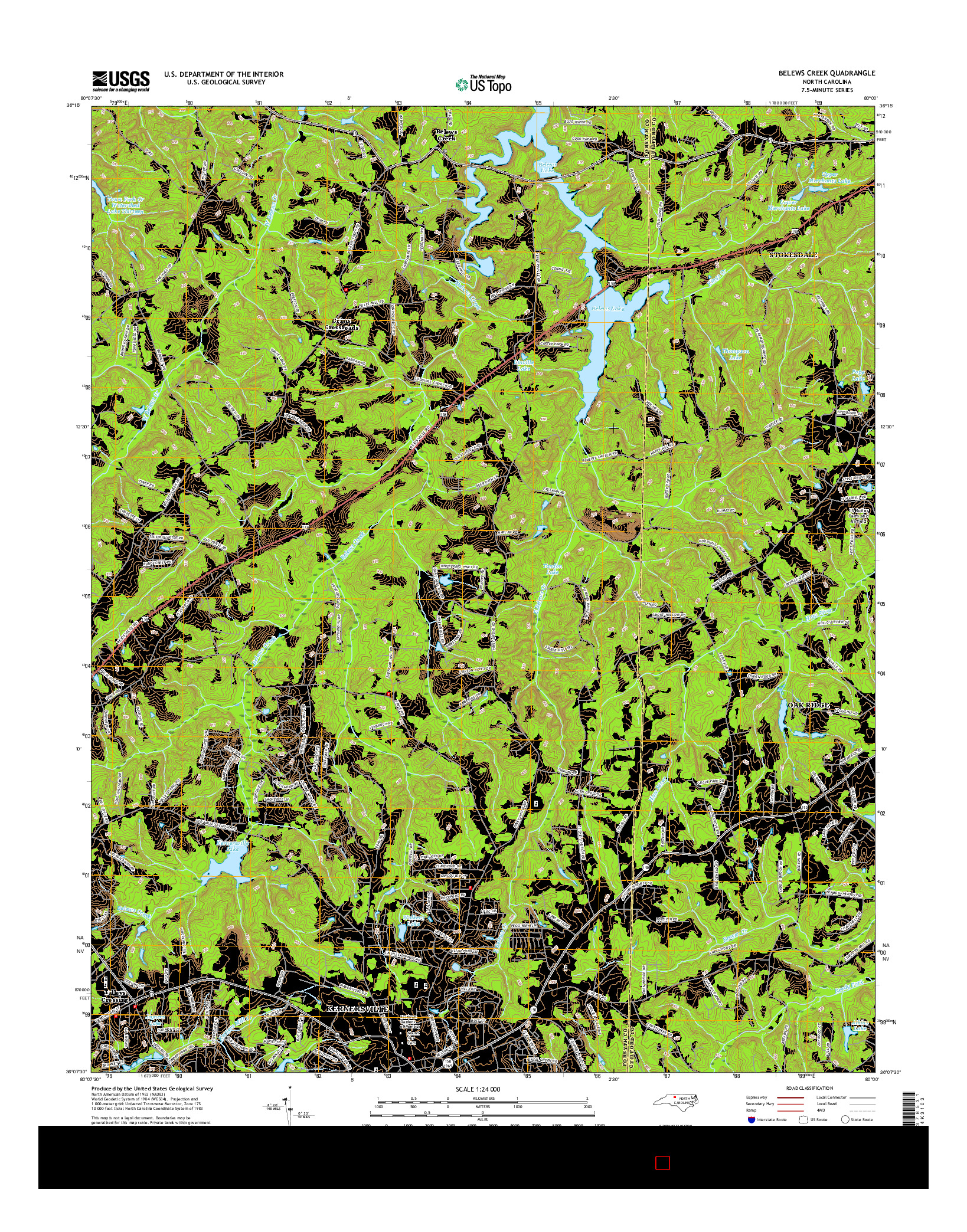 USGS US TOPO 7.5-MINUTE MAP FOR BELEWS CREEK, NC 2016