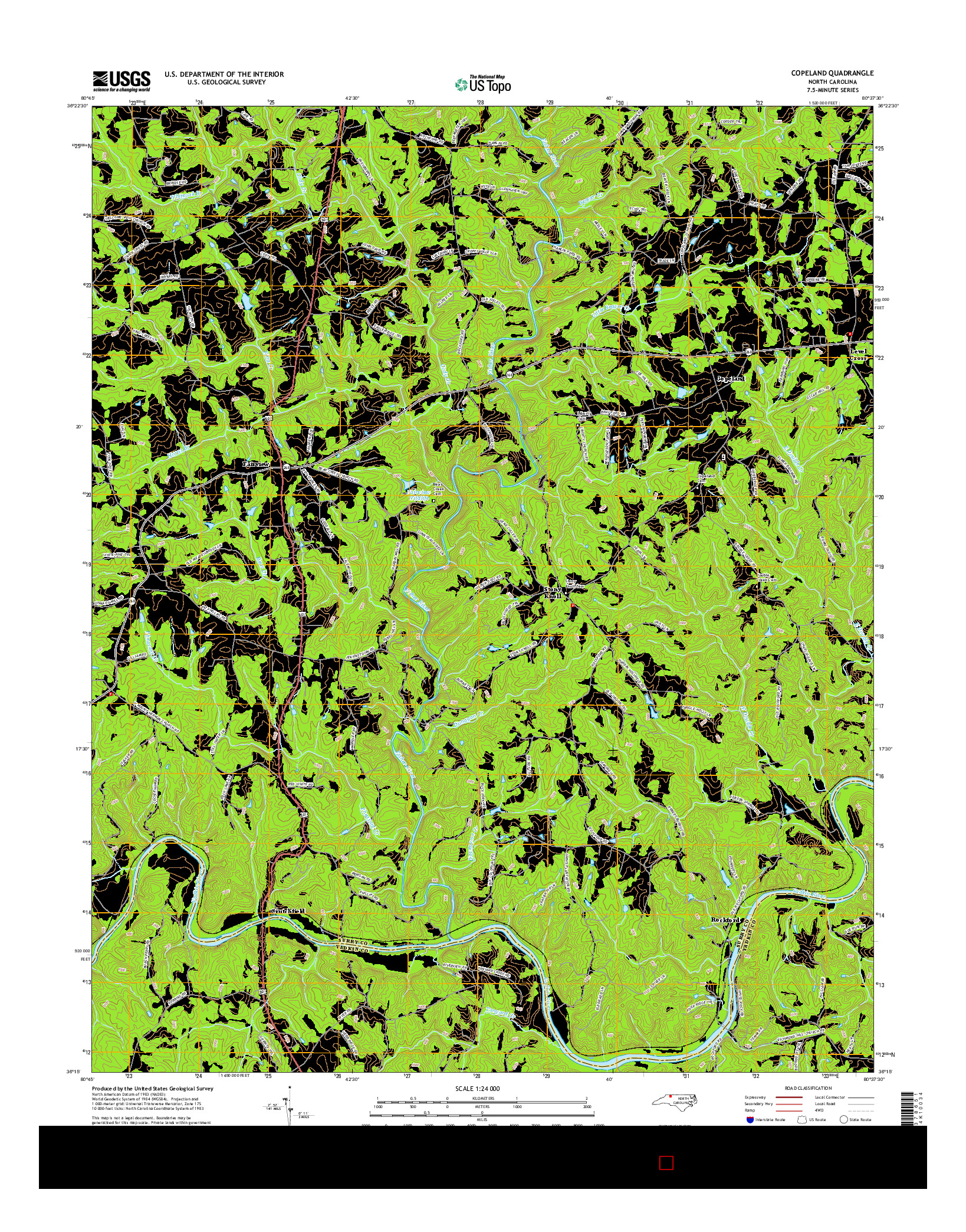 USGS US TOPO 7.5-MINUTE MAP FOR COPELAND, NC 2016