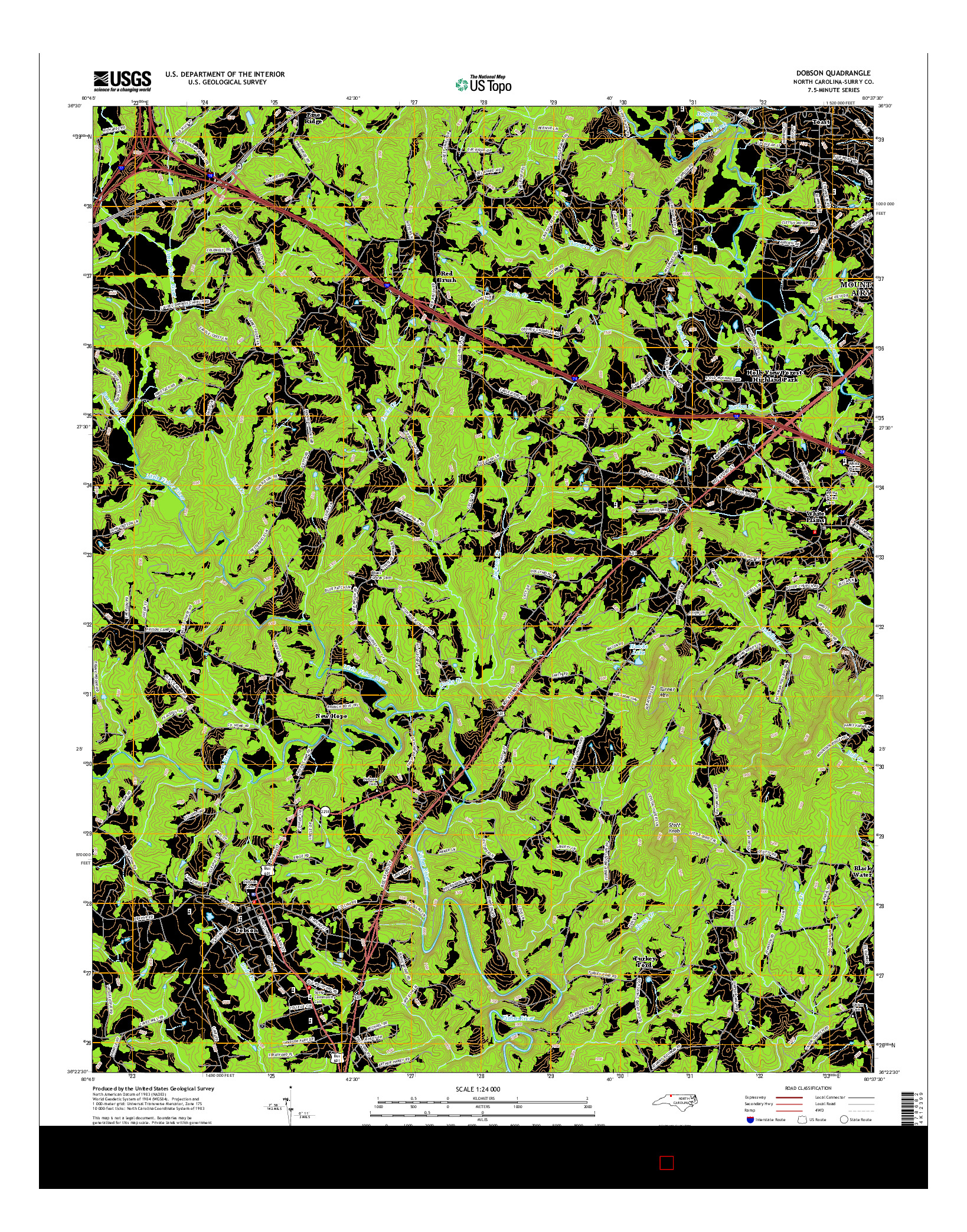 USGS US TOPO 7.5-MINUTE MAP FOR DOBSON, NC 2016