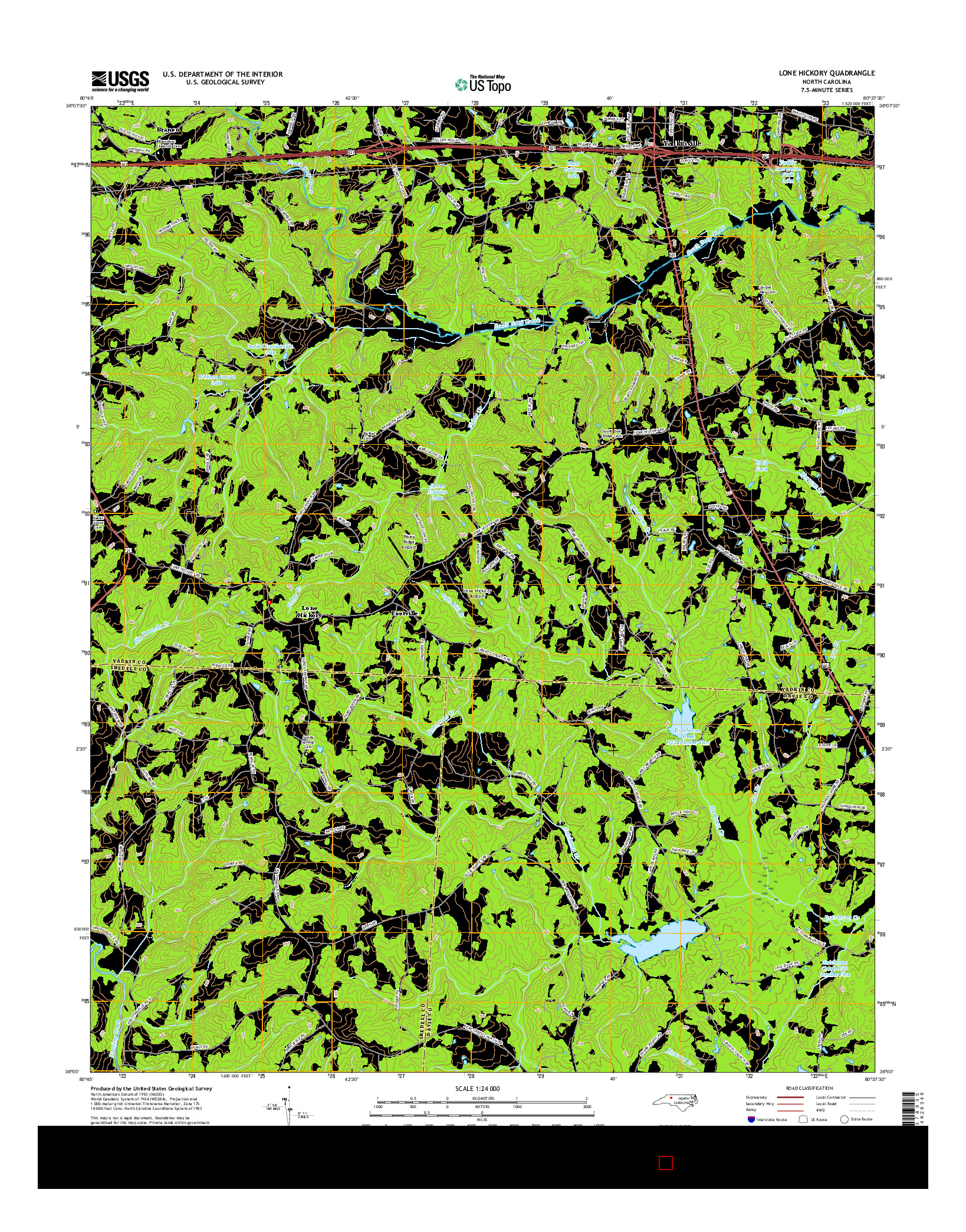 USGS US TOPO 7.5-MINUTE MAP FOR LONE HICKORY, NC 2016