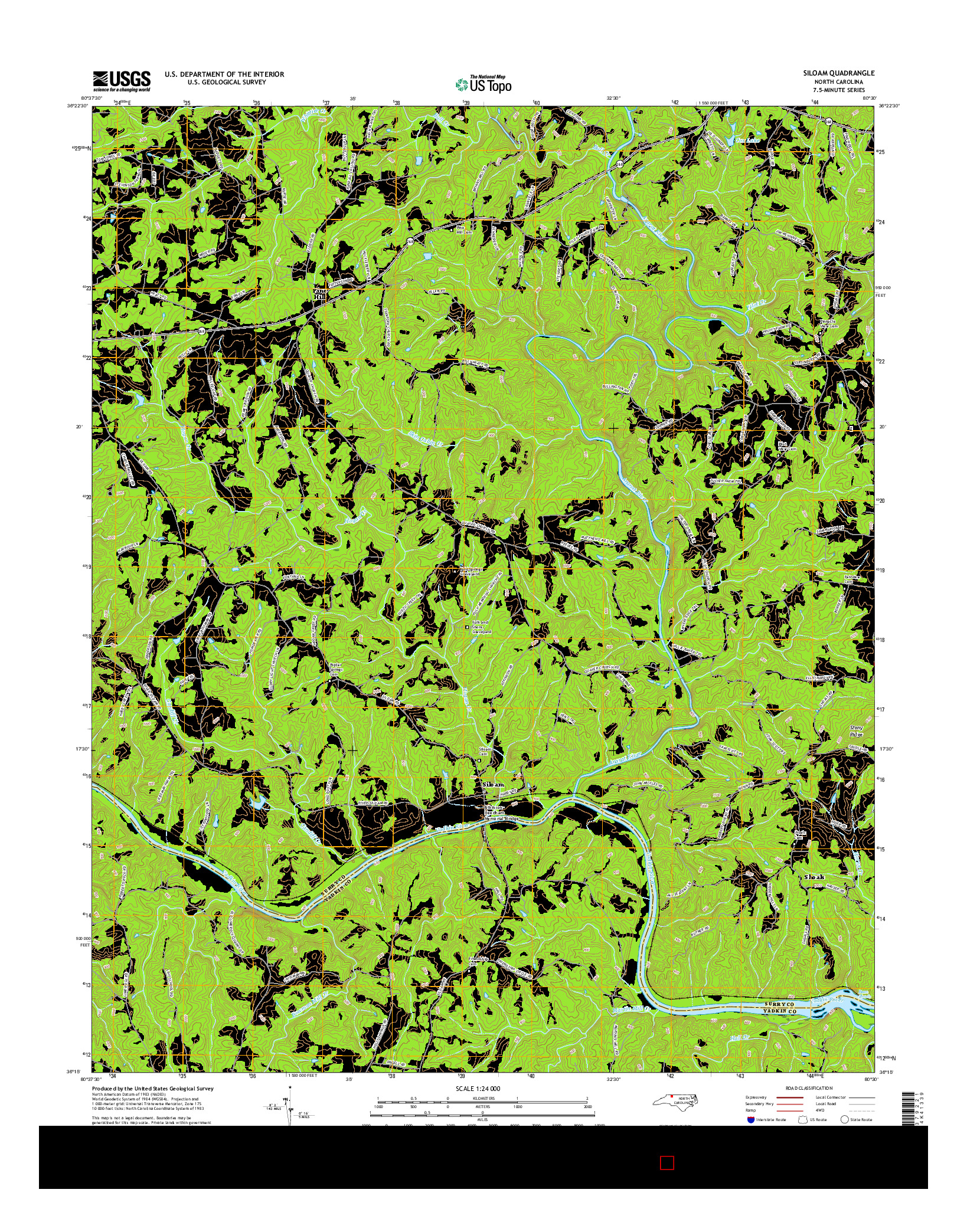 USGS US TOPO 7.5-MINUTE MAP FOR SILOAM, NC 2016