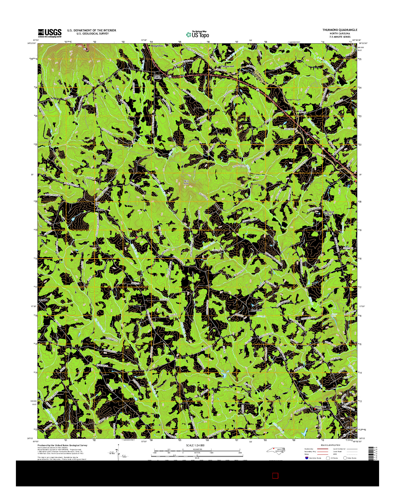 USGS US TOPO 7.5-MINUTE MAP FOR THURMOND, NC 2016