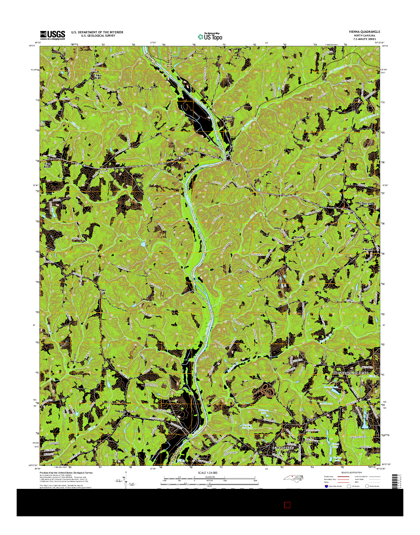 USGS US TOPO 7.5-MINUTE MAP FOR VIENNA, NC 2016