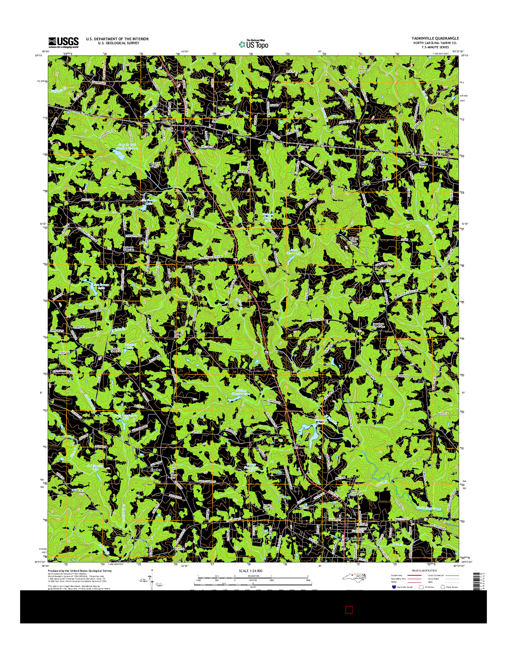 USGS US TOPO 7.5-MINUTE MAP FOR YADKINVILLE, NC 2016