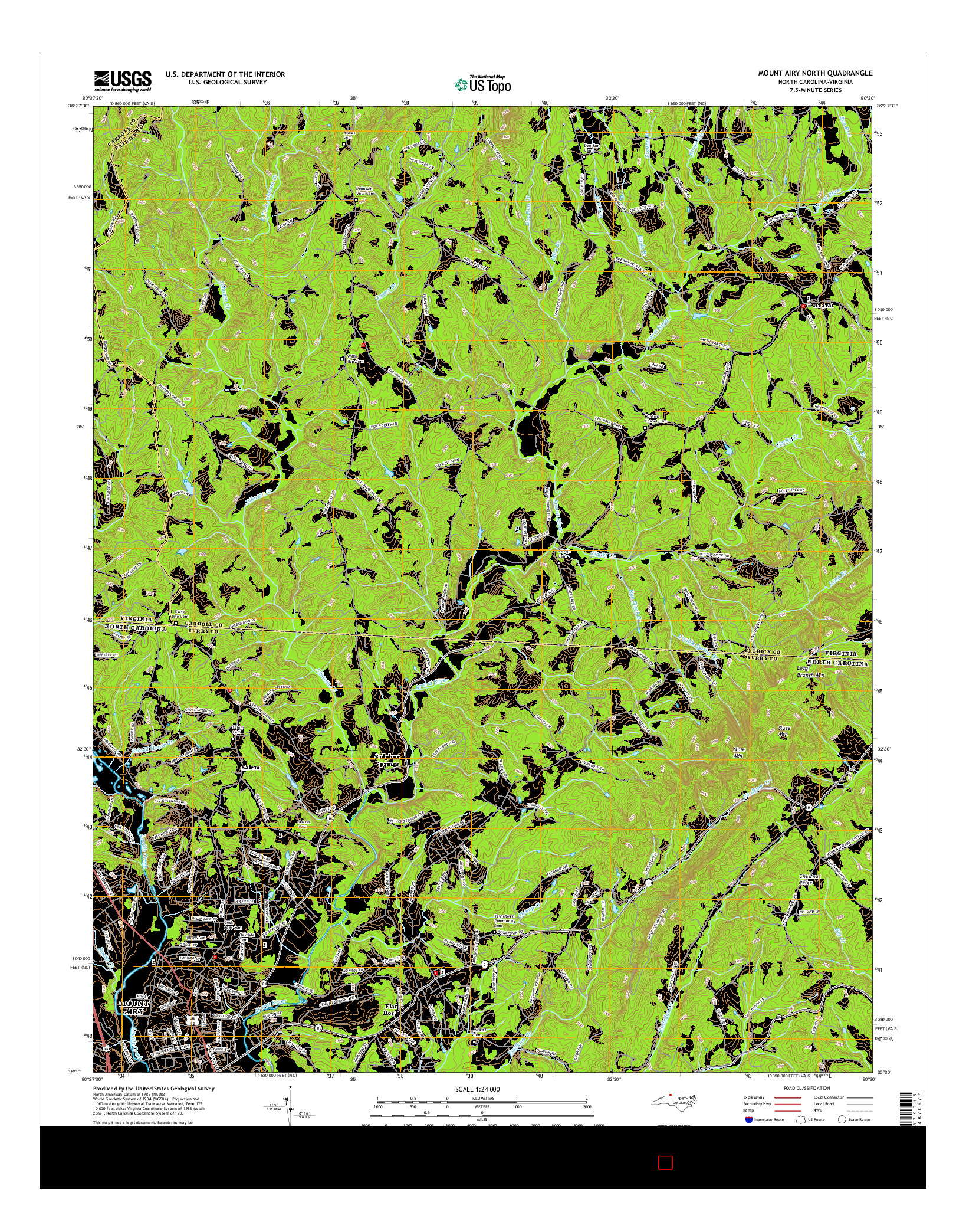 USGS US TOPO 7.5-MINUTE MAP FOR MOUNT AIRY NORTH, NC-VA 2016