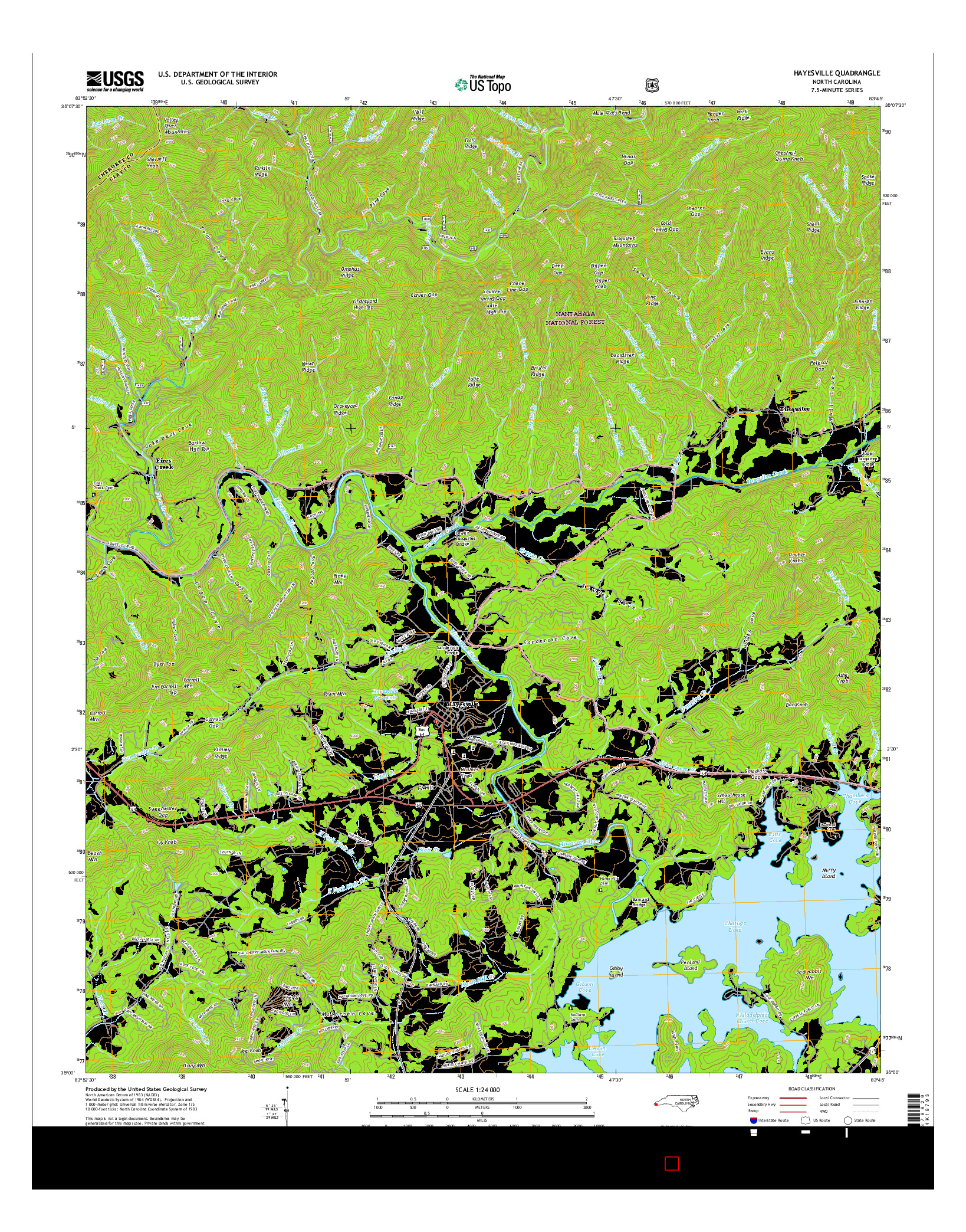 USGS US TOPO 7.5-MINUTE MAP FOR HAYESVILLE, NC 2016