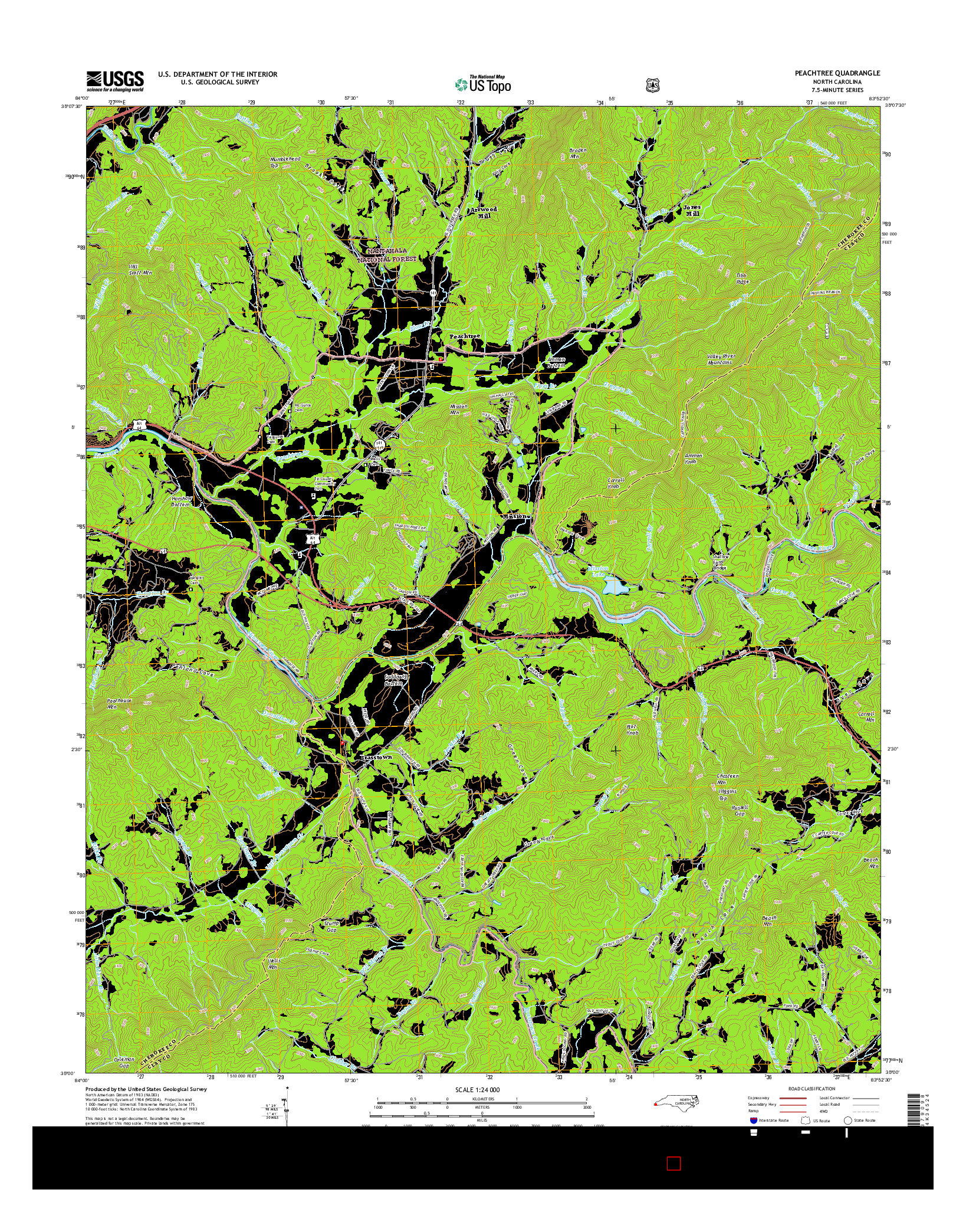 USGS US TOPO 7.5-MINUTE MAP FOR PEACHTREE, NC 2016