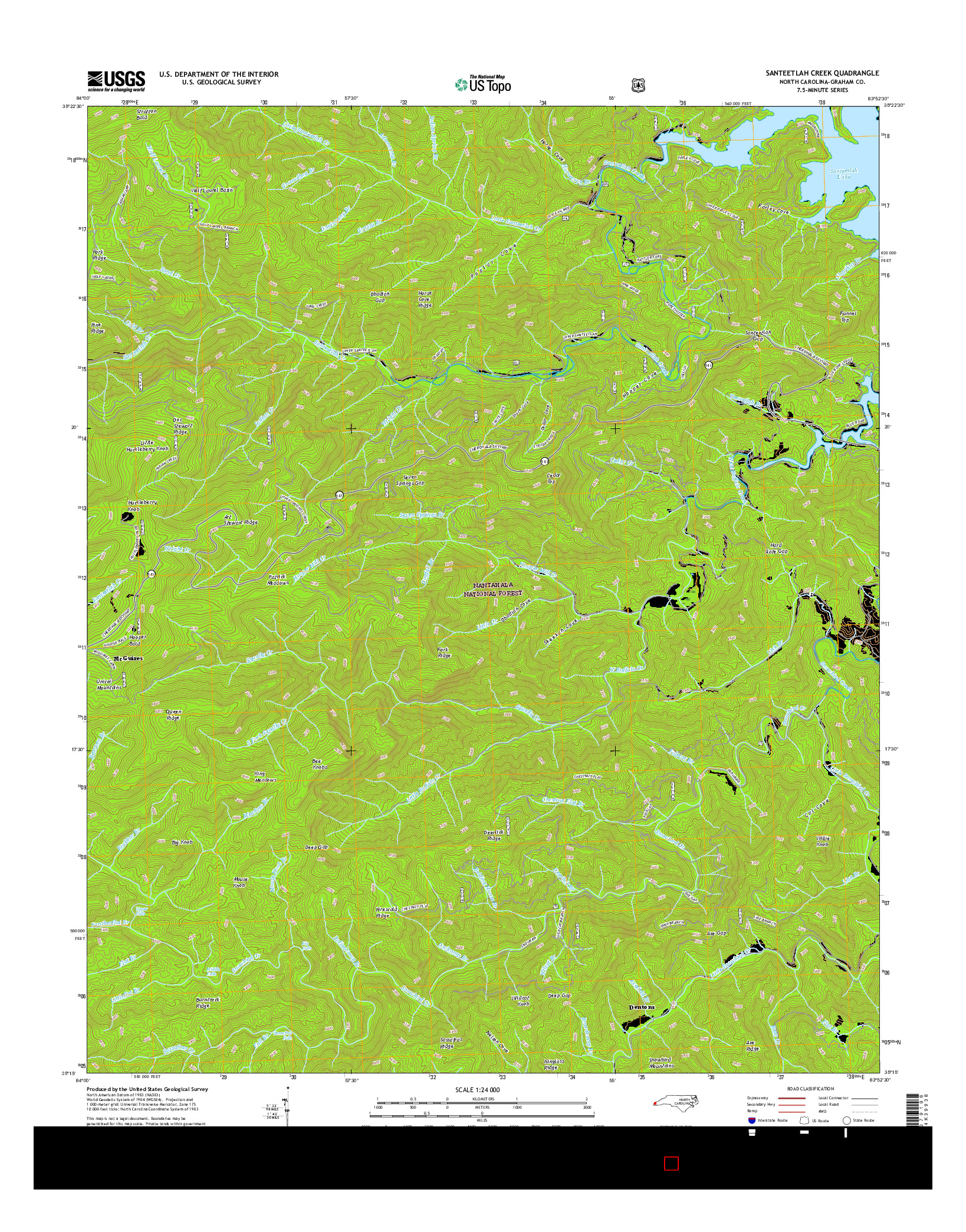 USGS US TOPO 7.5-MINUTE MAP FOR SANTEETLAH CREEK, NC 2016