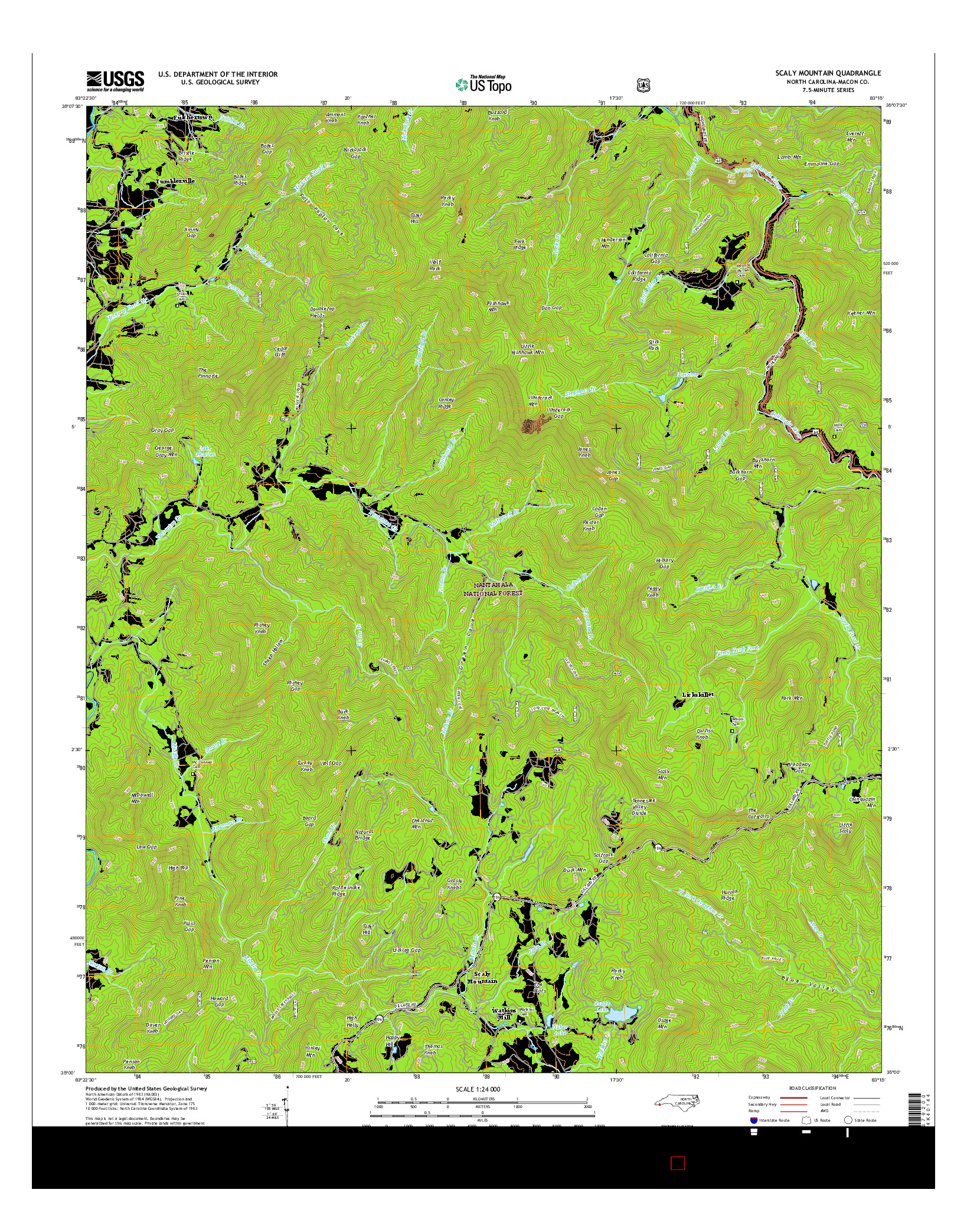 USGS US TOPO 7.5-MINUTE MAP FOR SCALY MOUNTAIN, NC 2016