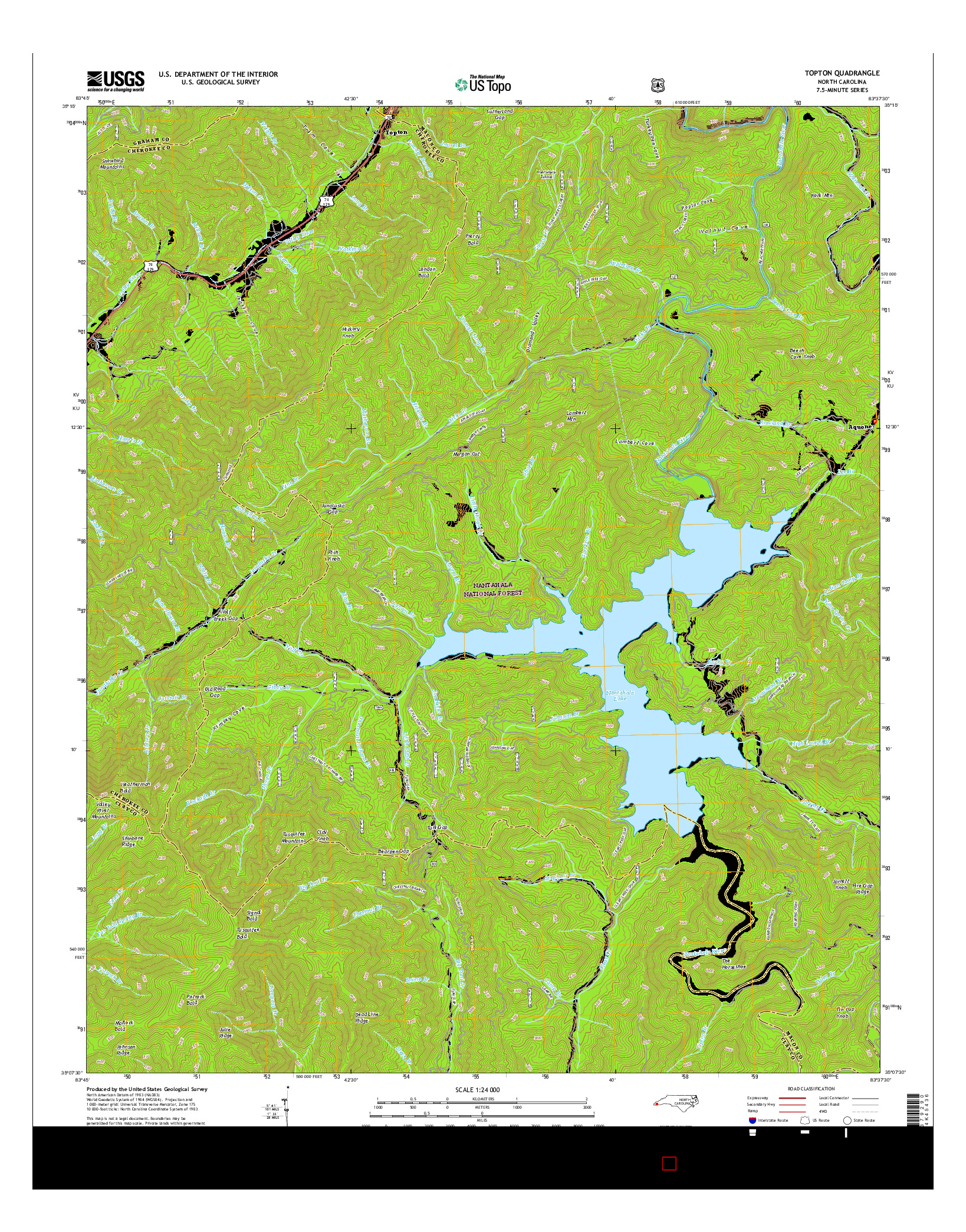 USGS US TOPO 7.5-MINUTE MAP FOR TOPTON, NC 2016