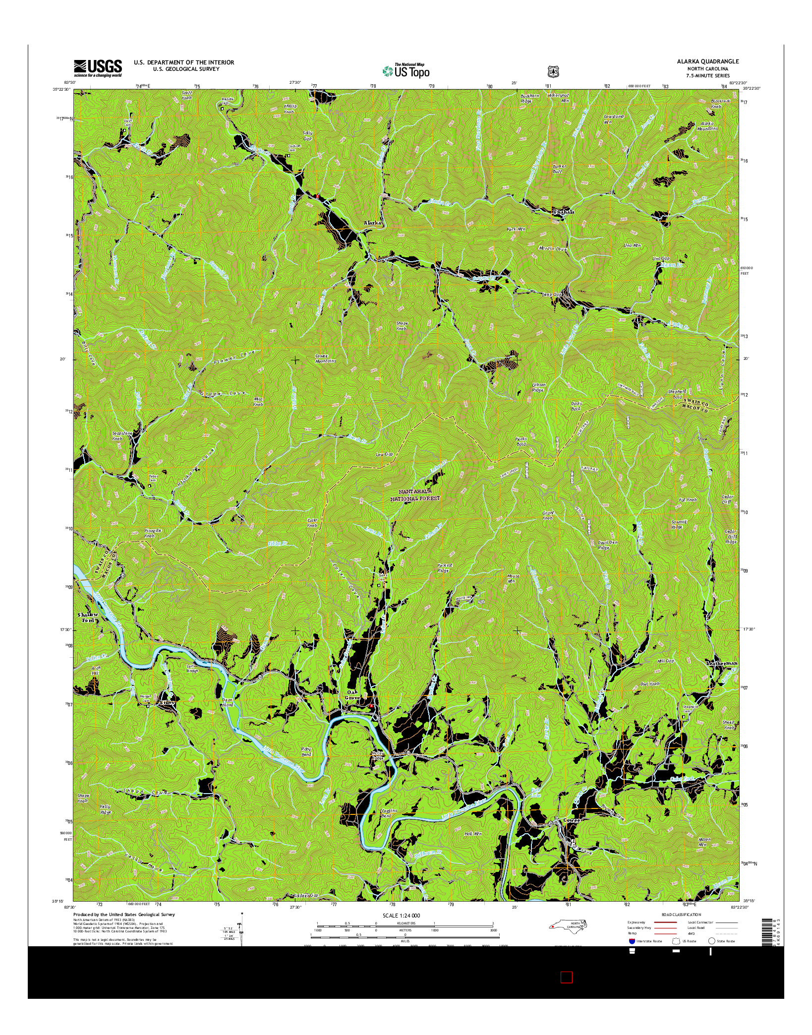 USGS US TOPO 7.5-MINUTE MAP FOR ALARKA, NC 2016