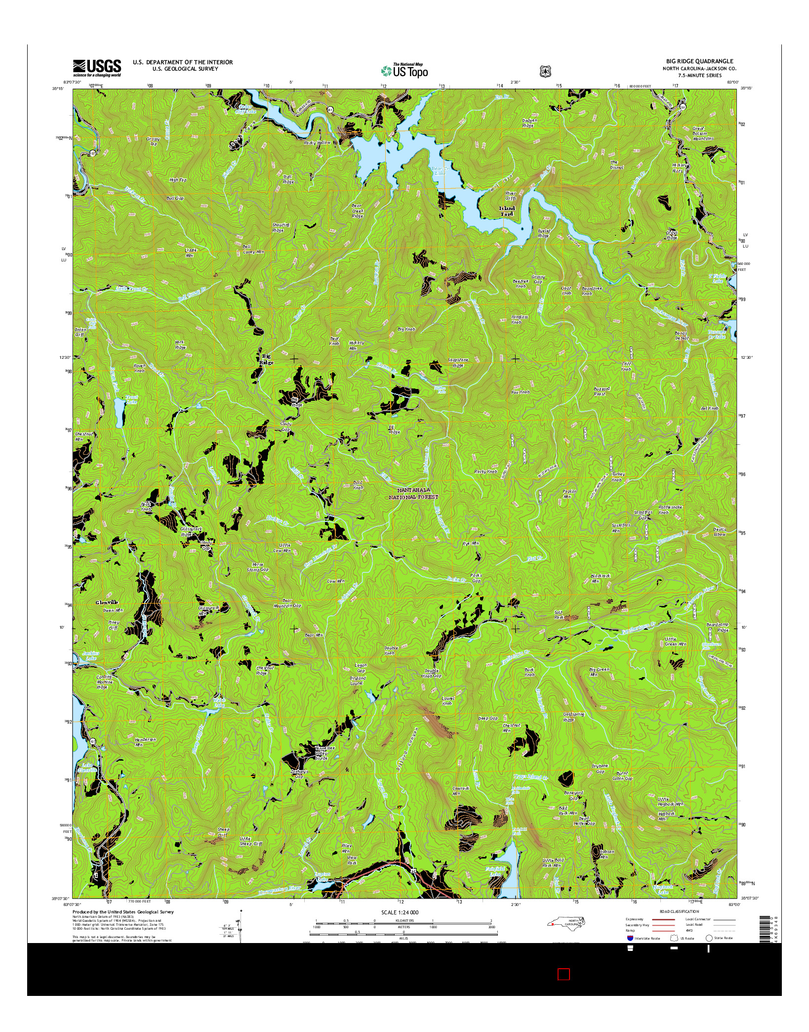 USGS US TOPO 7.5-MINUTE MAP FOR BIG RIDGE, NC 2016
