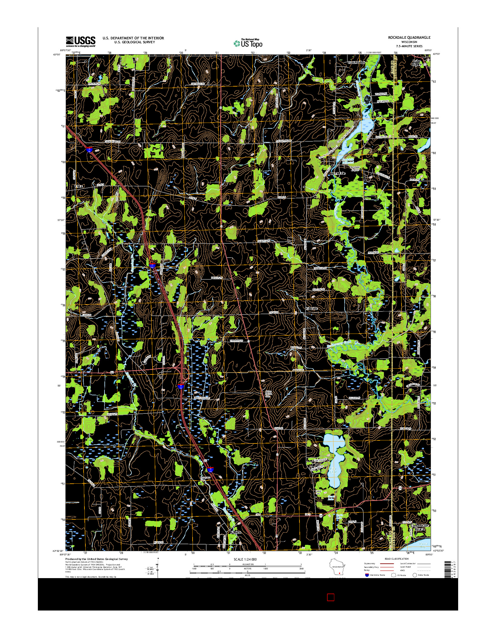 USGS US TOPO 7.5-MINUTE MAP FOR ROCKDALE, WI 2016