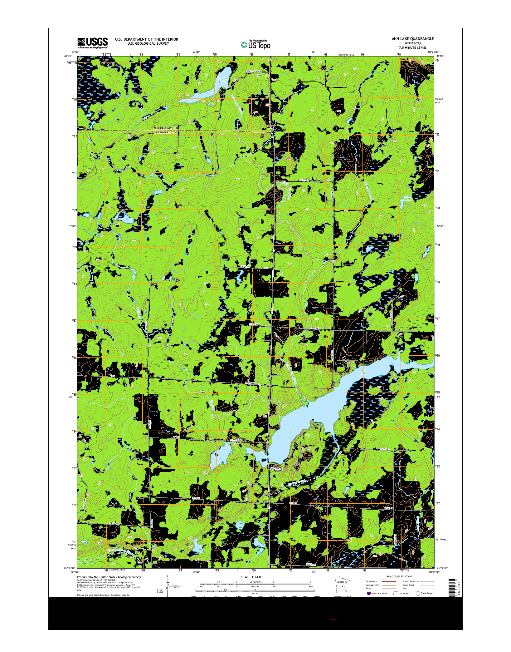 USGS US TOPO 7.5-MINUTE MAP FOR ANN LAKE, MN 2016