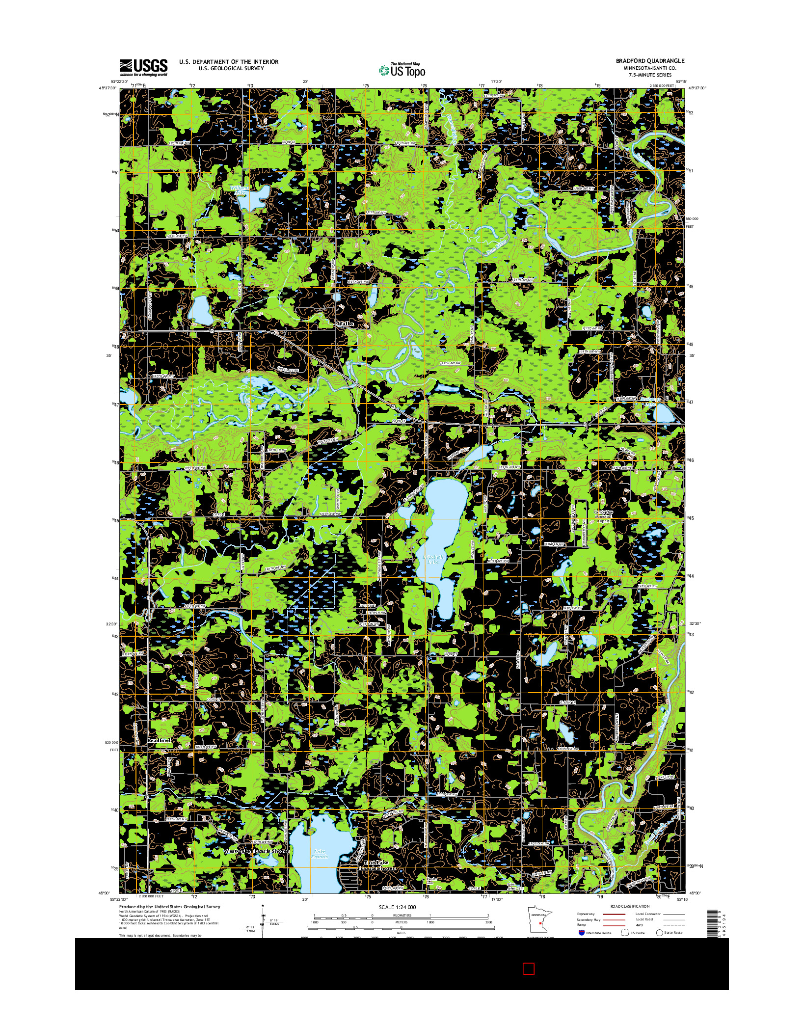 USGS US TOPO 7.5-MINUTE MAP FOR BRADFORD, MN 2016