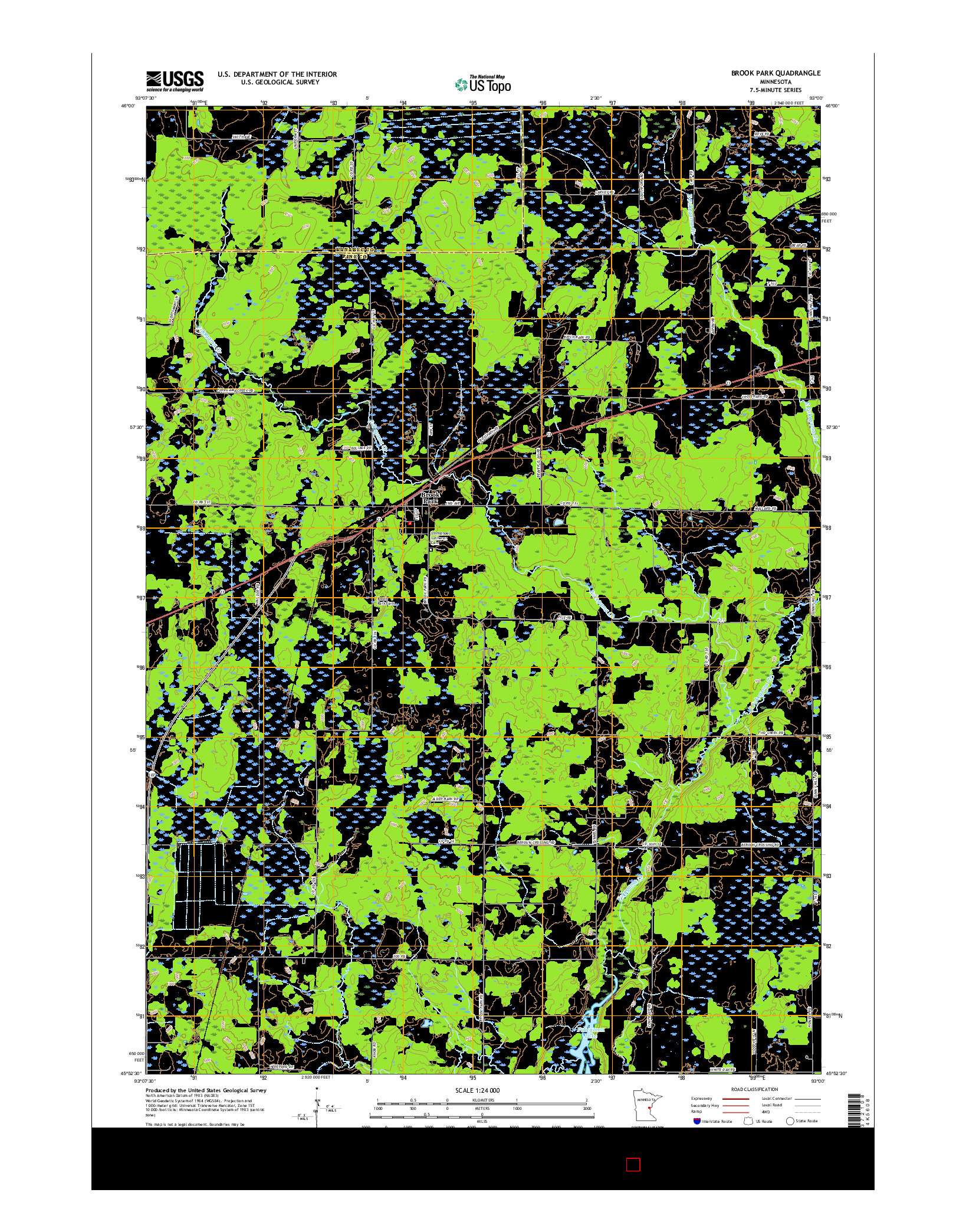 USGS US TOPO 7.5-MINUTE MAP FOR BROOK PARK, MN 2016