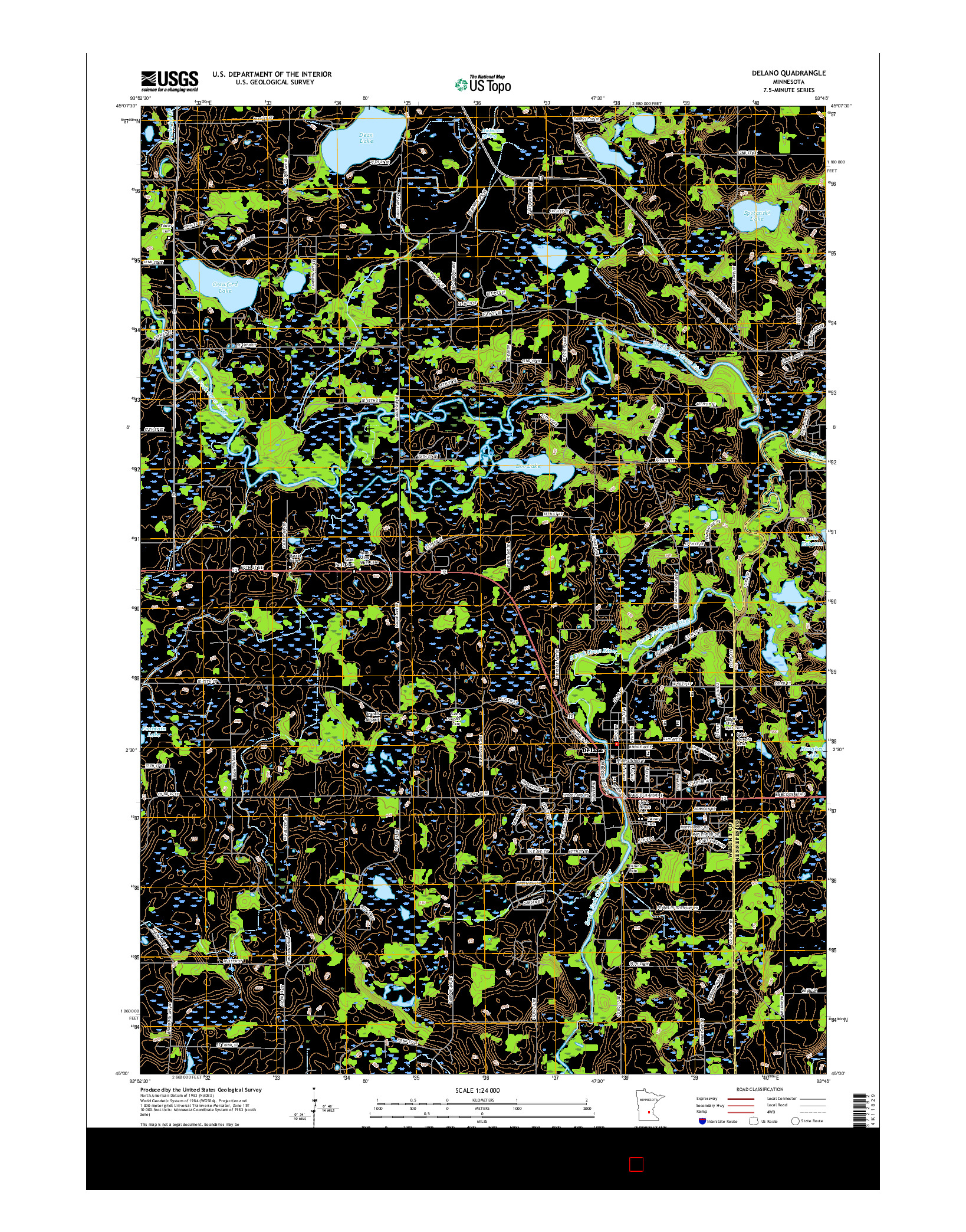 USGS US TOPO 7.5-MINUTE MAP FOR DELANO, MN 2016