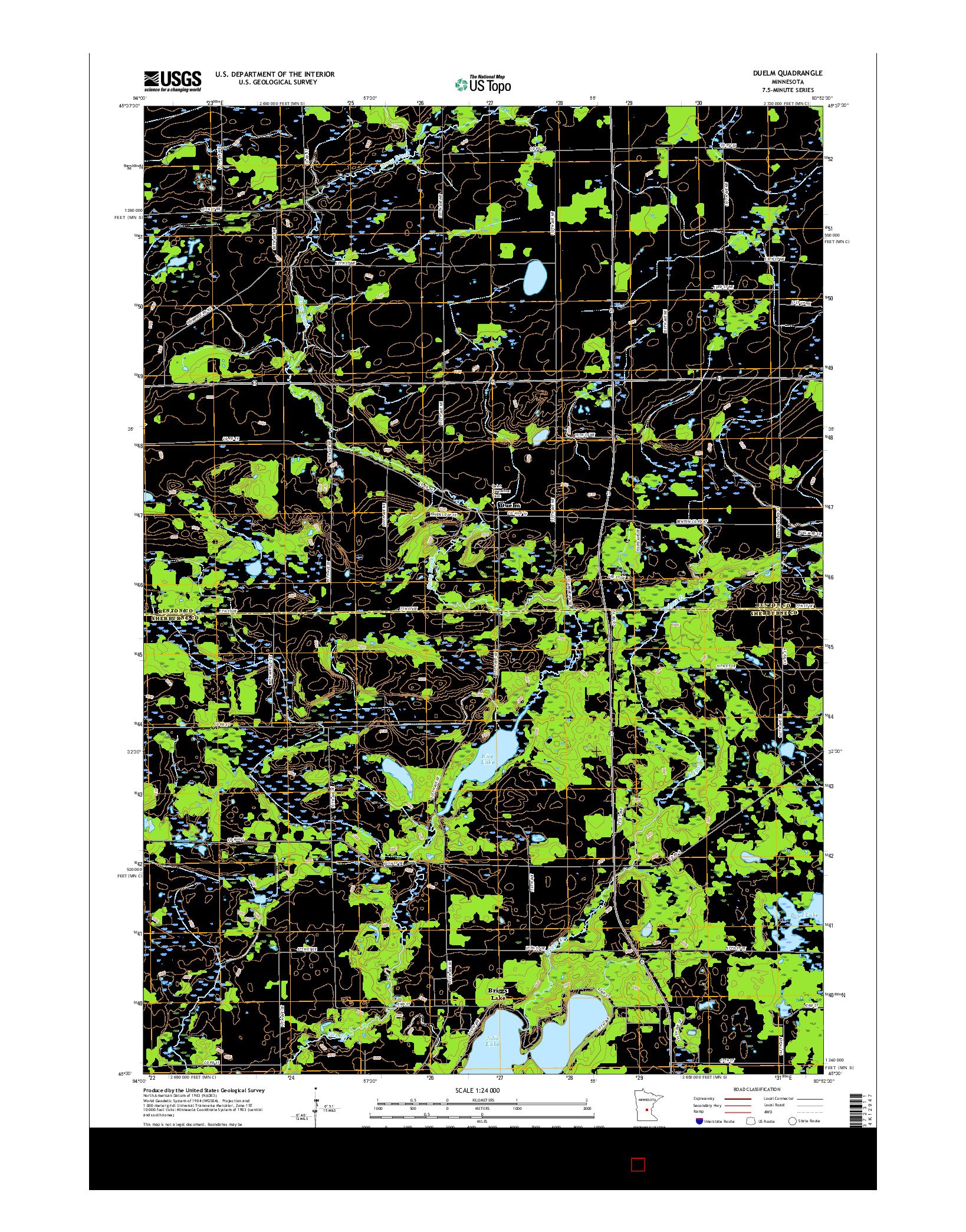 USGS US TOPO 7.5-MINUTE MAP FOR DUELM, MN 2016