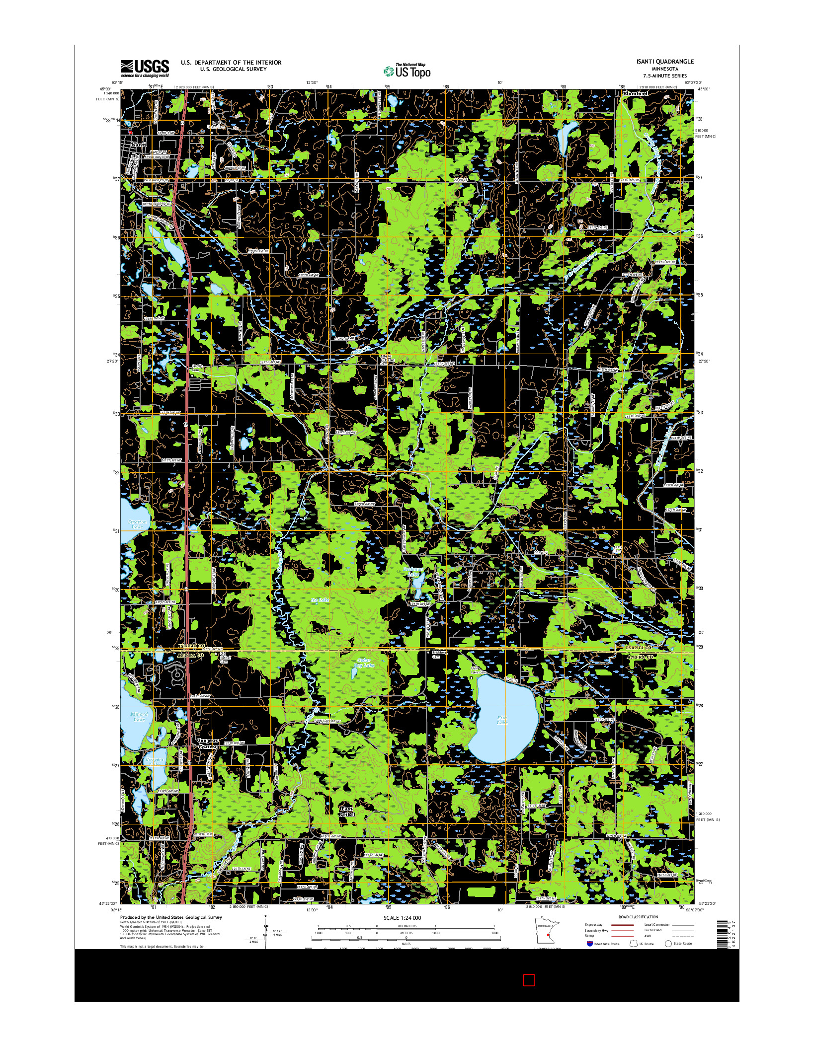 USGS US TOPO 7.5-MINUTE MAP FOR ISANTI, MN 2016