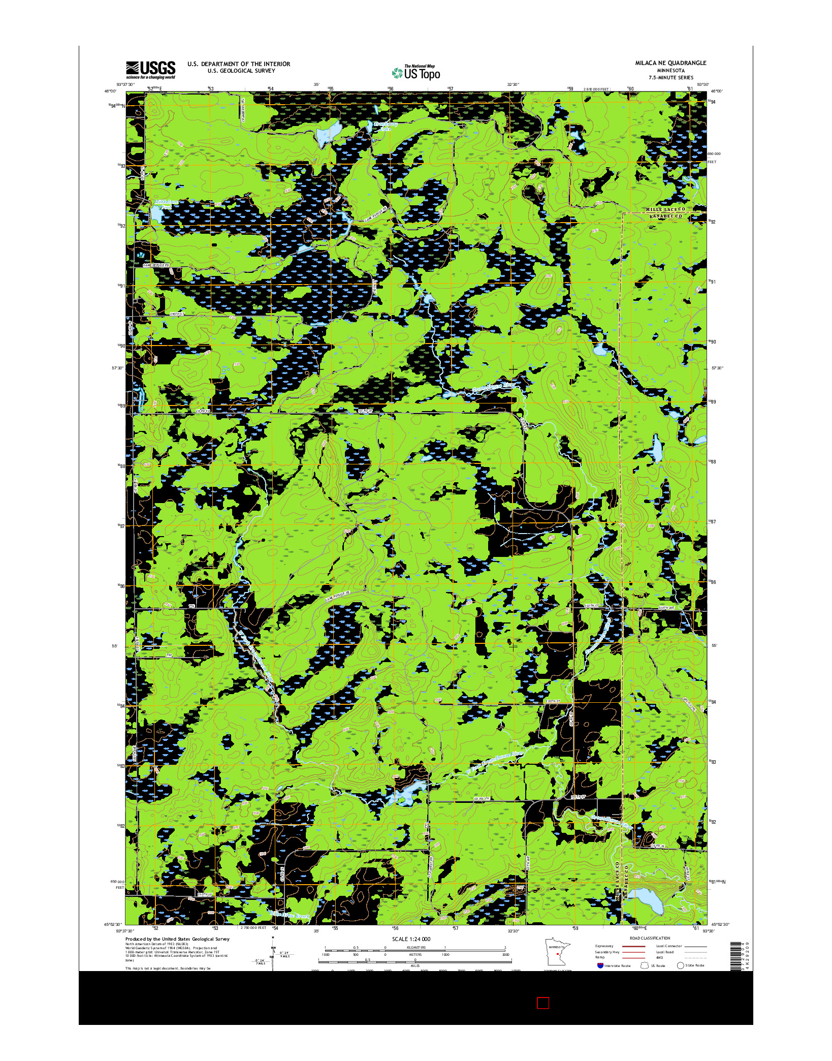 USGS US TOPO 7.5-MINUTE MAP FOR MILACA NE, MN 2016