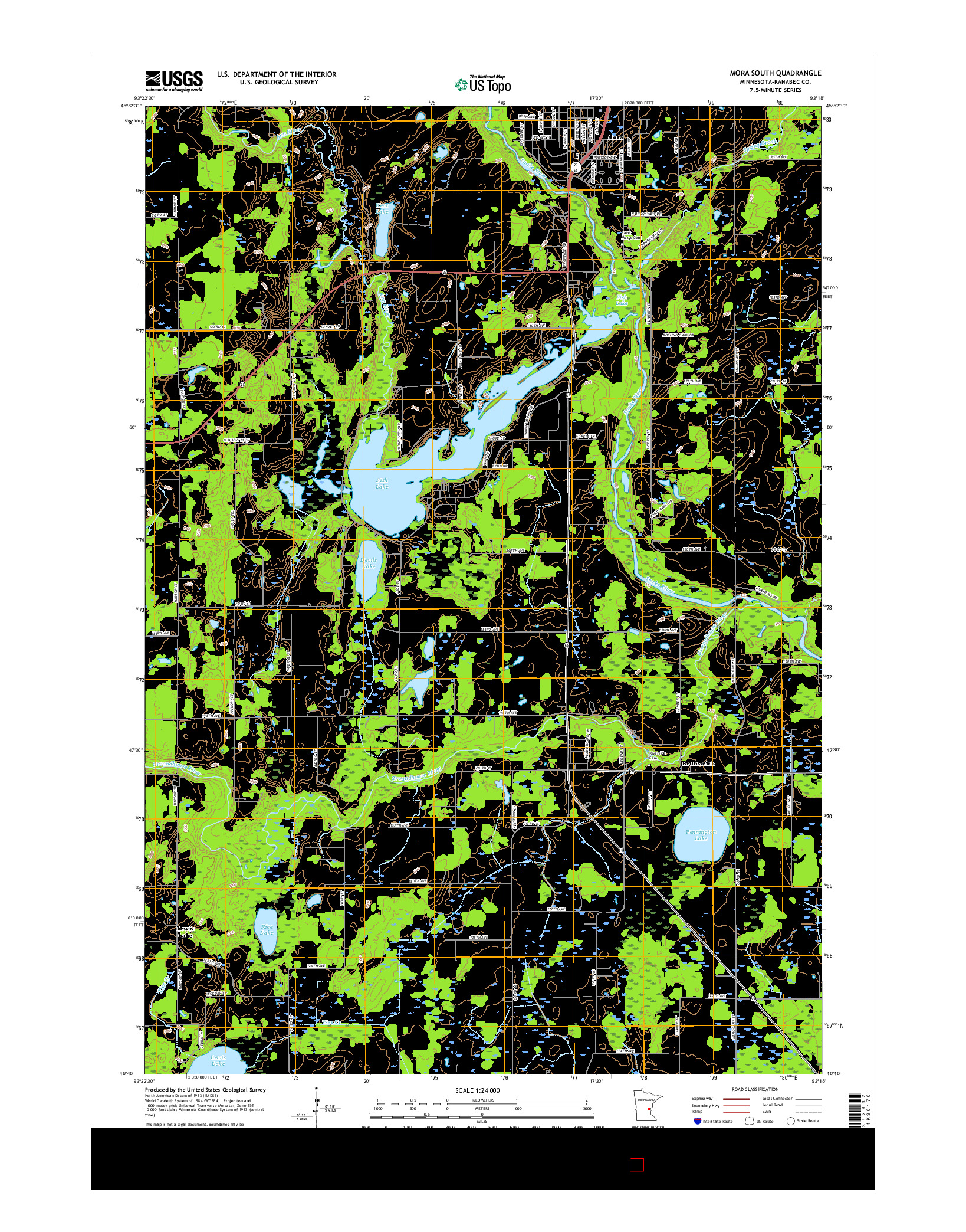 USGS US TOPO 7.5-MINUTE MAP FOR MORA SOUTH, MN 2016