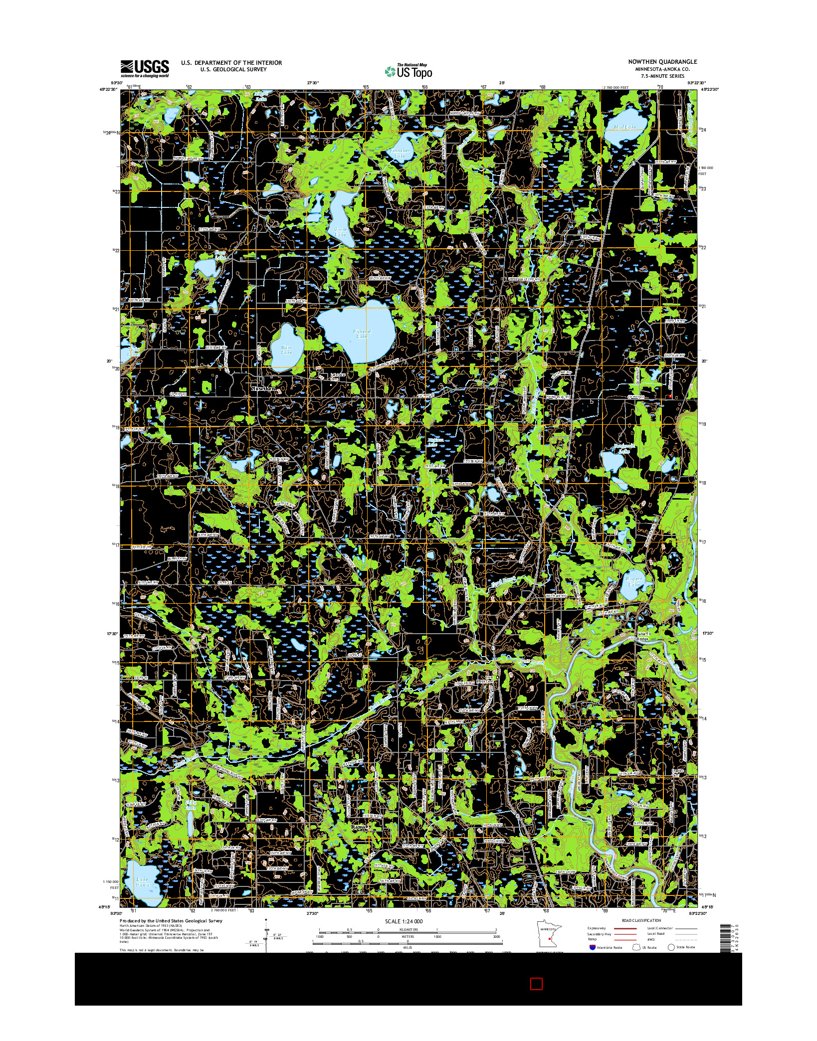 USGS US TOPO 7.5-MINUTE MAP FOR NOWTHEN, MN 2016