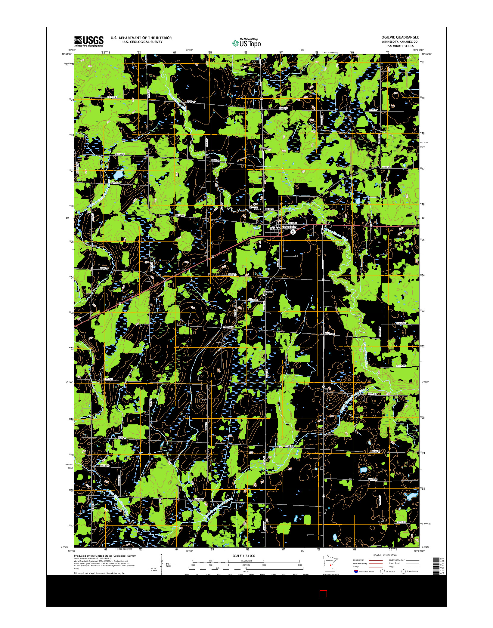 USGS US TOPO 7.5-MINUTE MAP FOR OGILVIE, MN 2016