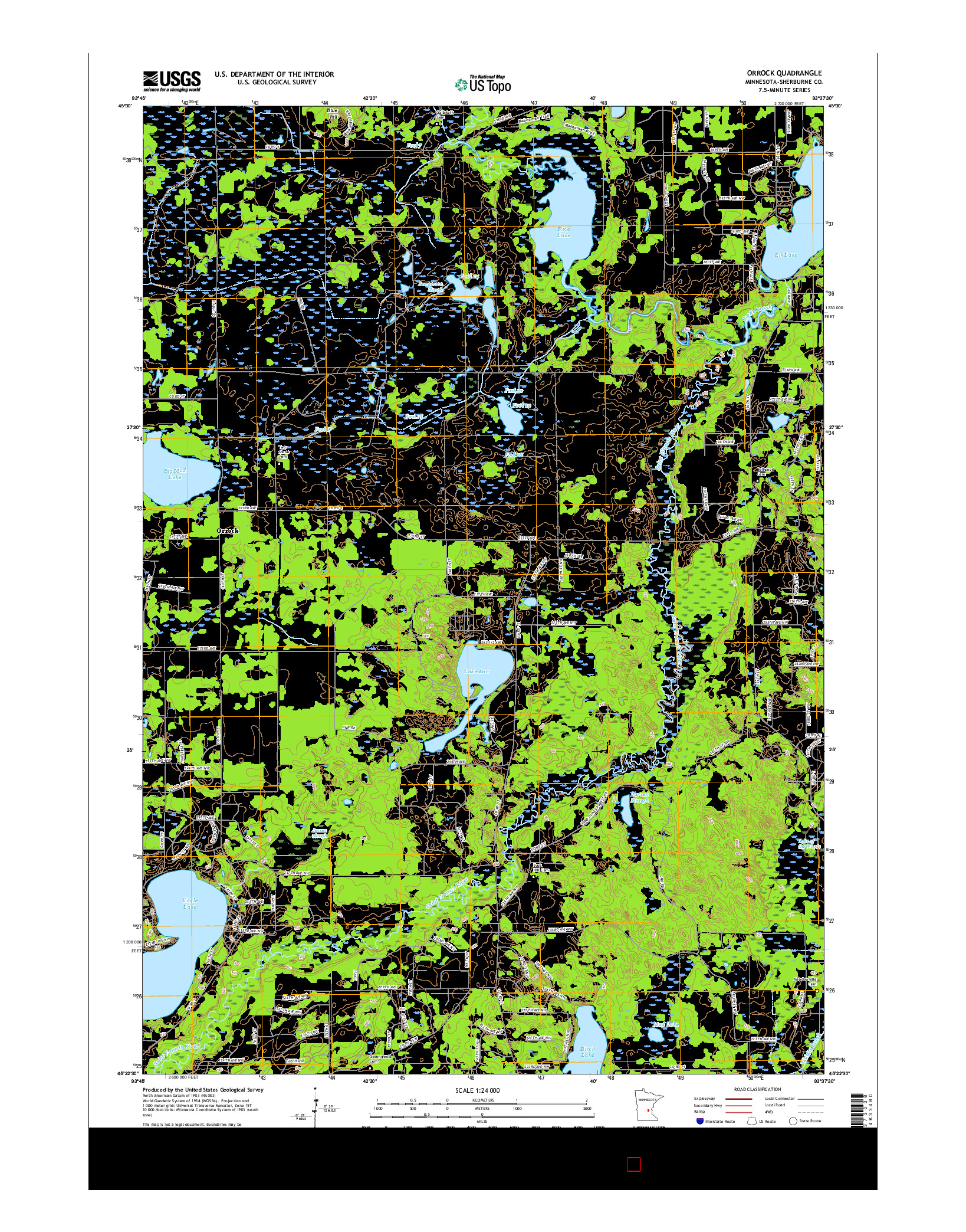 USGS US TOPO 7.5-MINUTE MAP FOR ORROCK, MN 2016