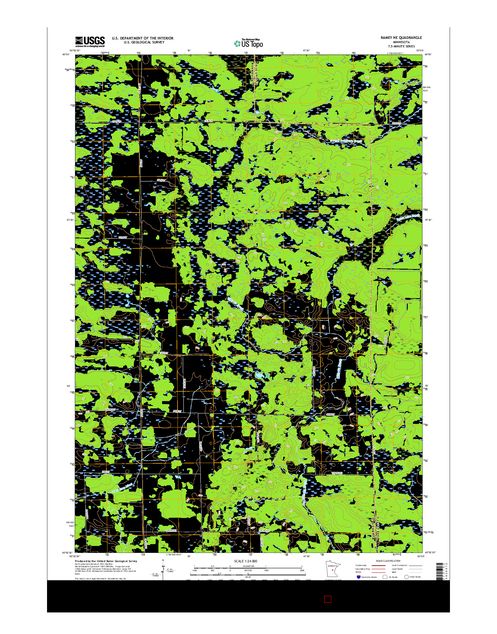 USGS US TOPO 7.5-MINUTE MAP FOR RAMEY NE, MN 2016