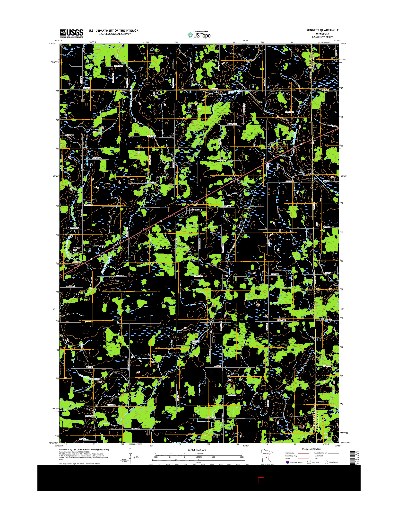 USGS US TOPO 7.5-MINUTE MAP FOR RONNEBY, MN 2016