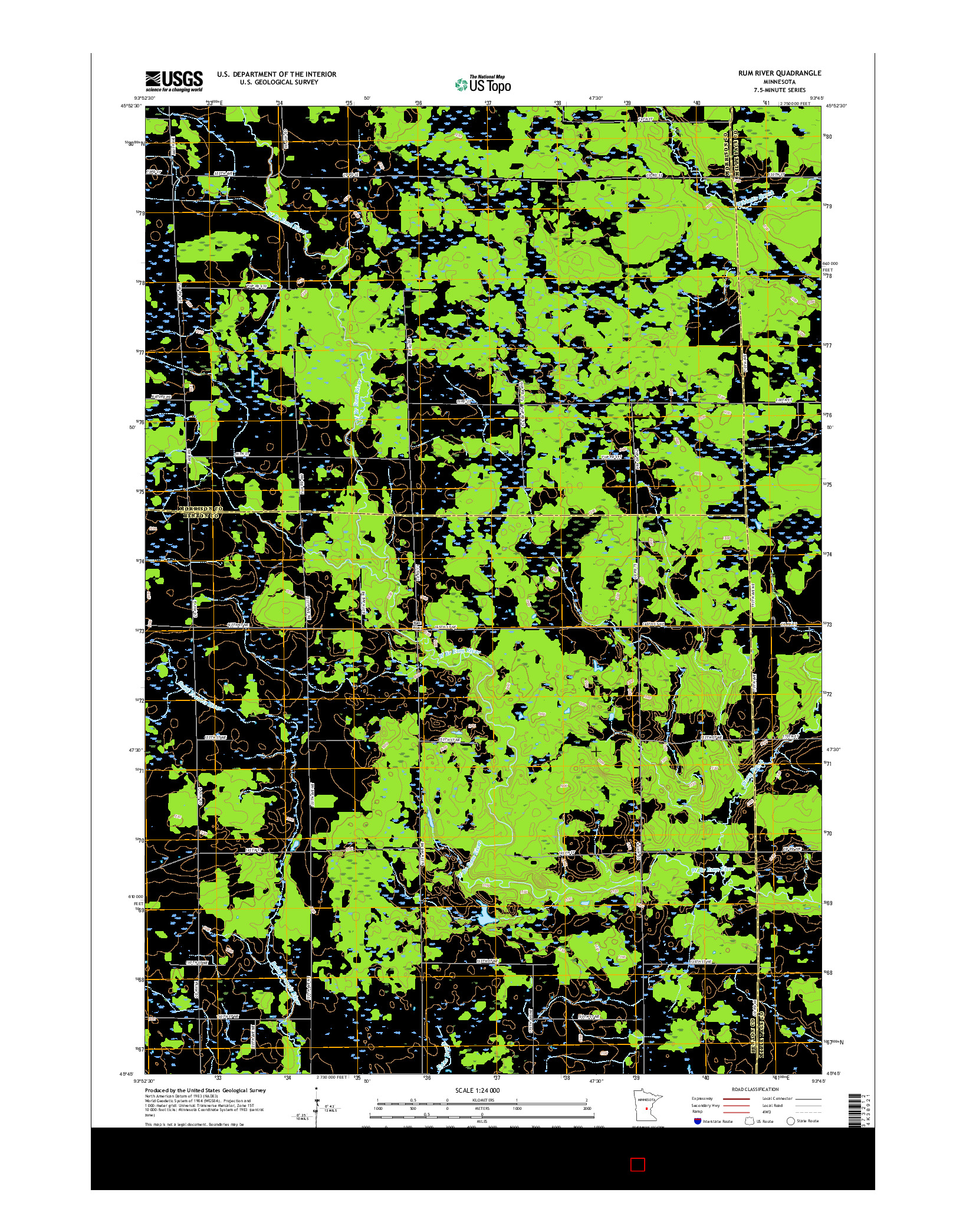 USGS US TOPO 7.5-MINUTE MAP FOR RUM RIVER, MN 2016