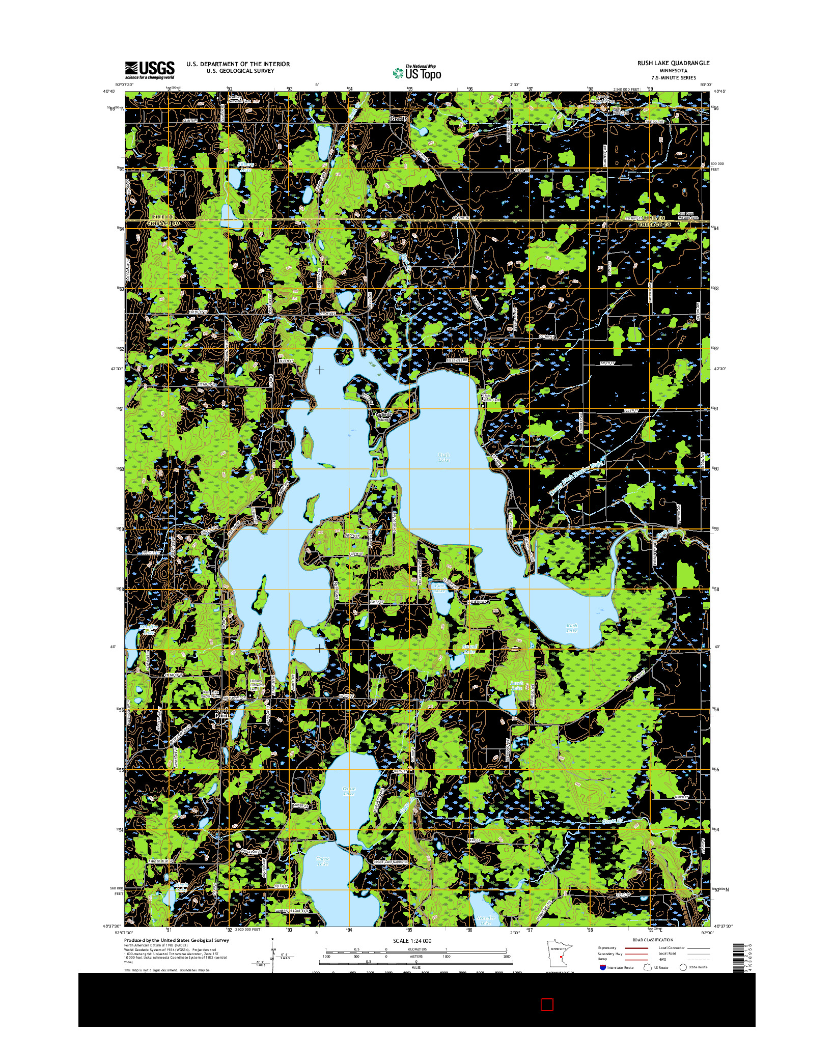 USGS US TOPO 7.5-MINUTE MAP FOR RUSH LAKE, MN 2016