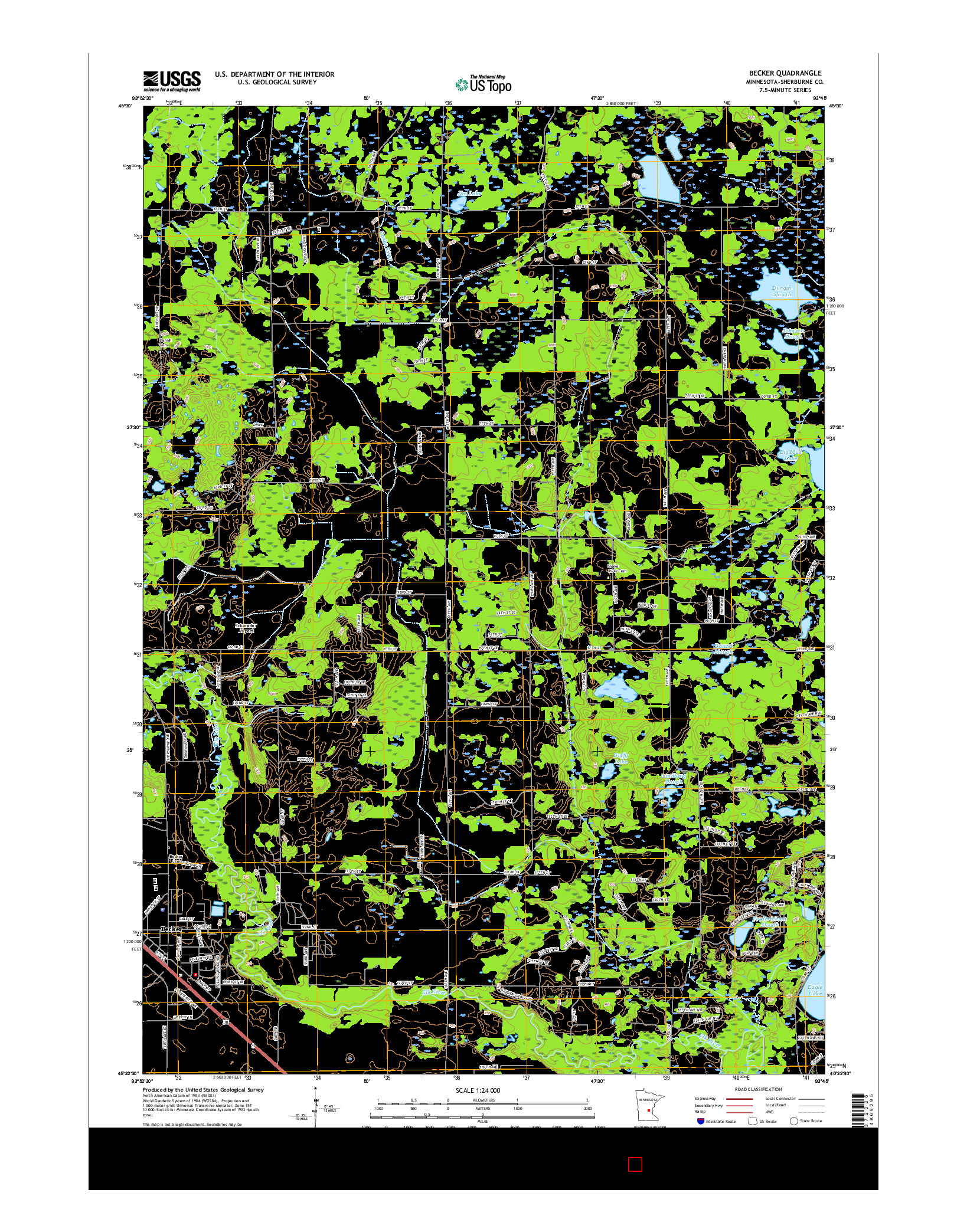 USGS US TOPO 7.5-MINUTE MAP FOR BECKER, MN 2016