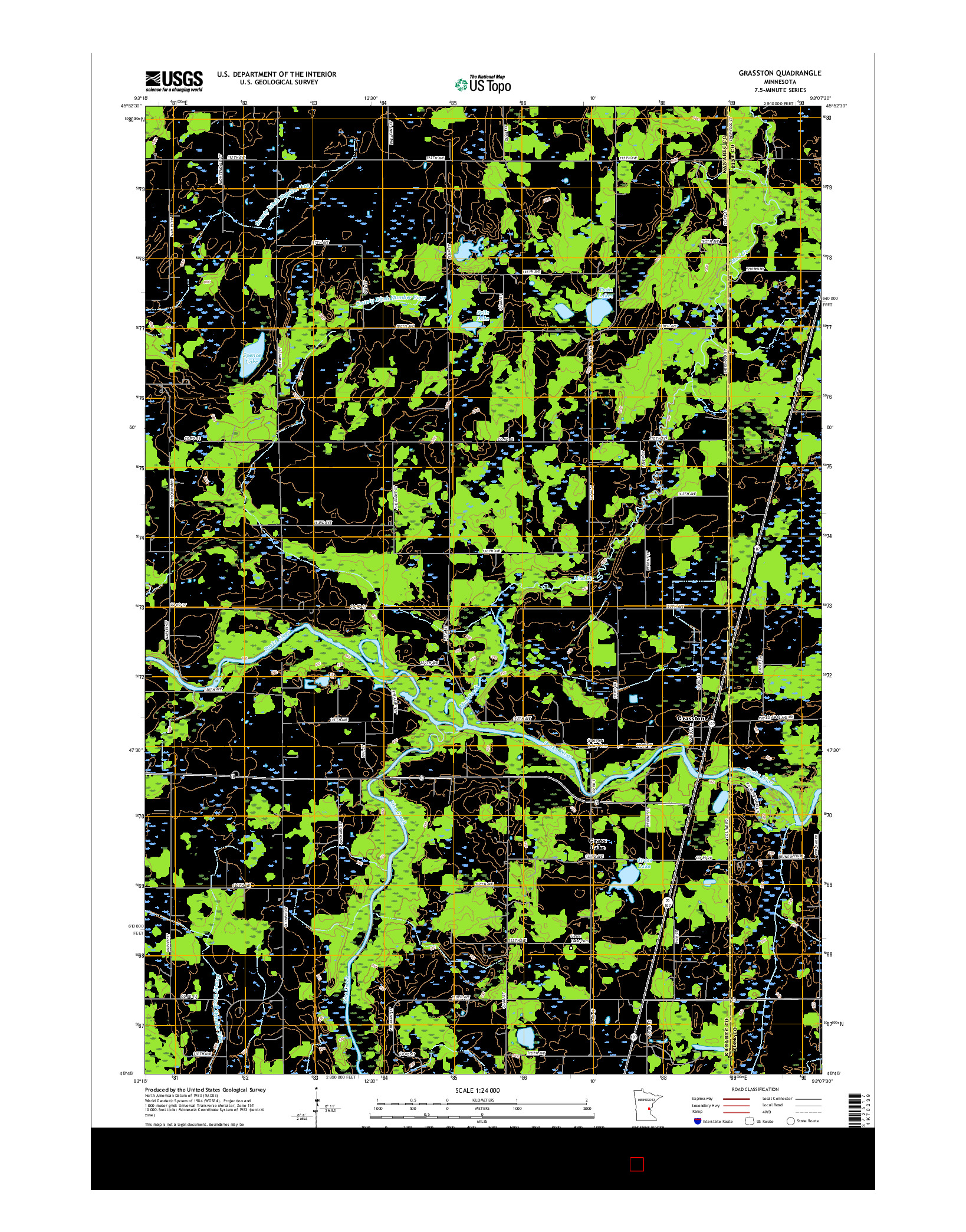 USGS US TOPO 7.5-MINUTE MAP FOR GRASSTON, MN 2016