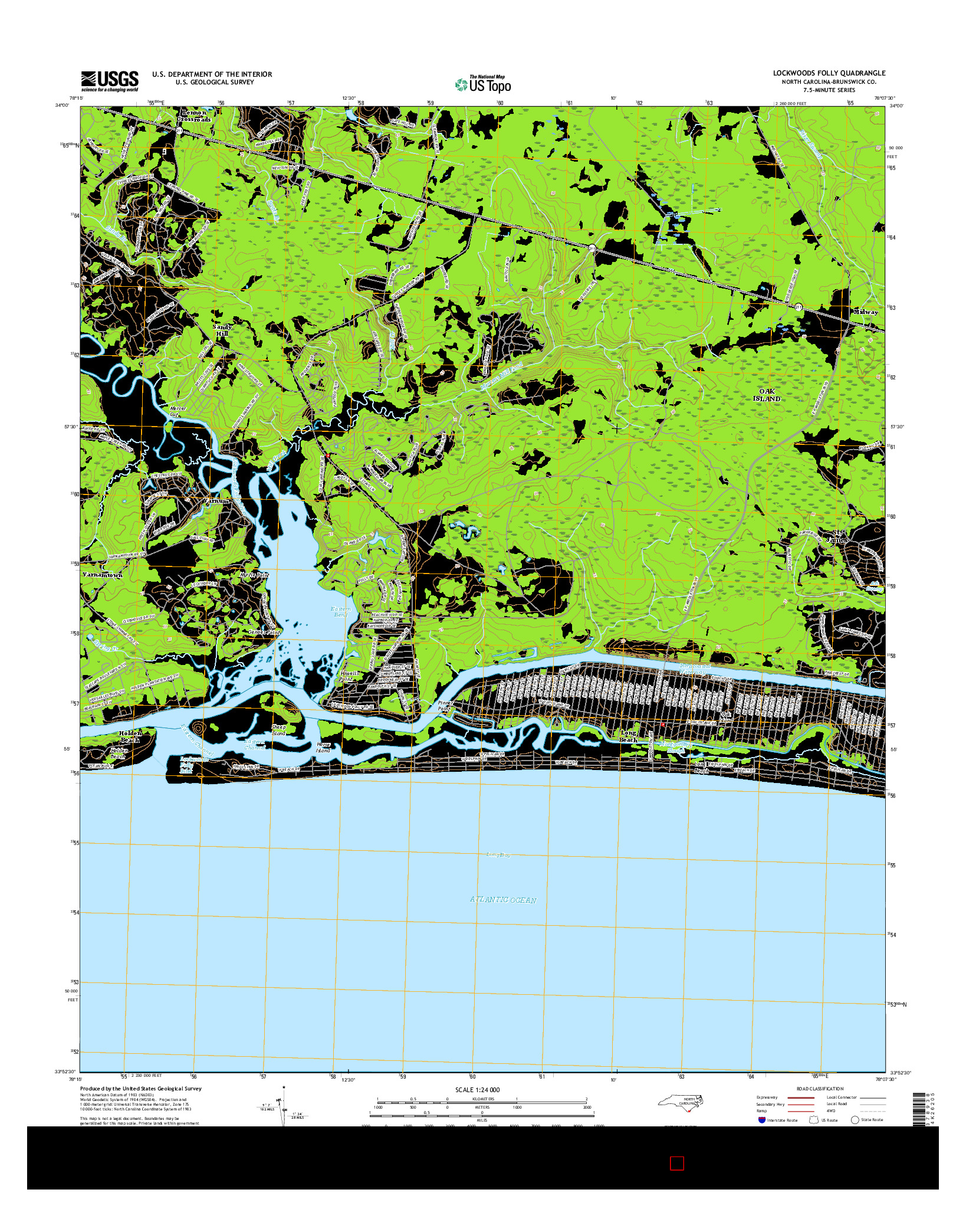 USGS US TOPO 7.5-MINUTE MAP FOR LOCKWOODS FOLLY, NC 2016