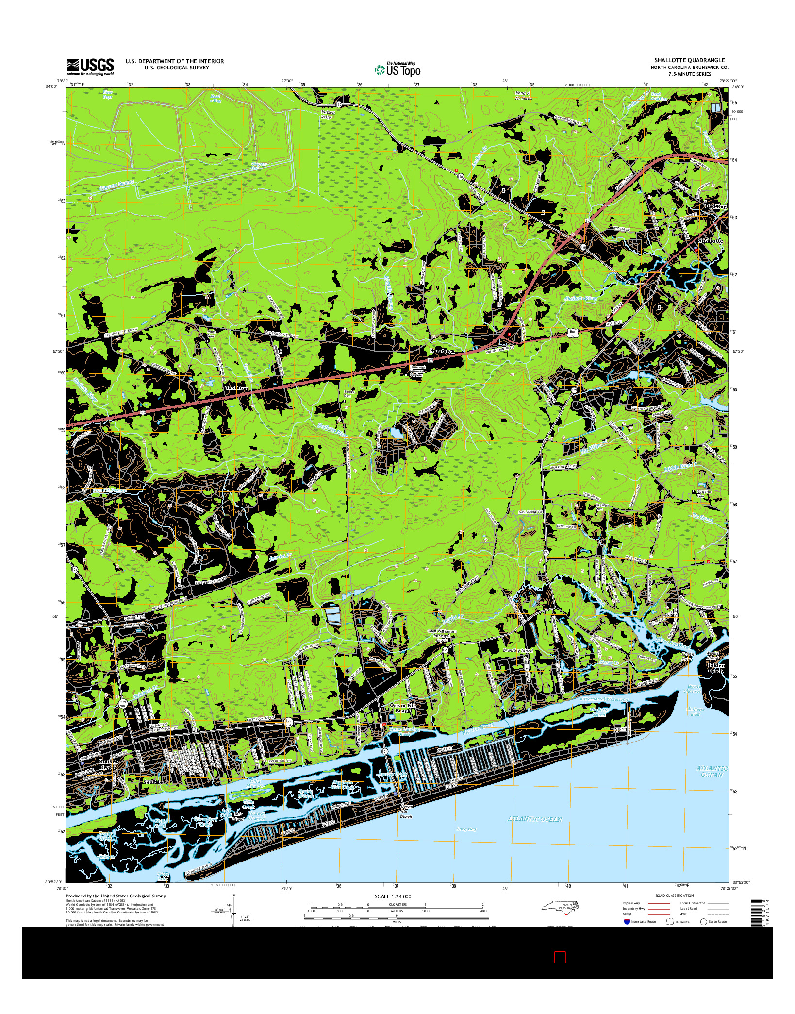 USGS US TOPO 7.5-MINUTE MAP FOR SHALLOTTE, NC 2016