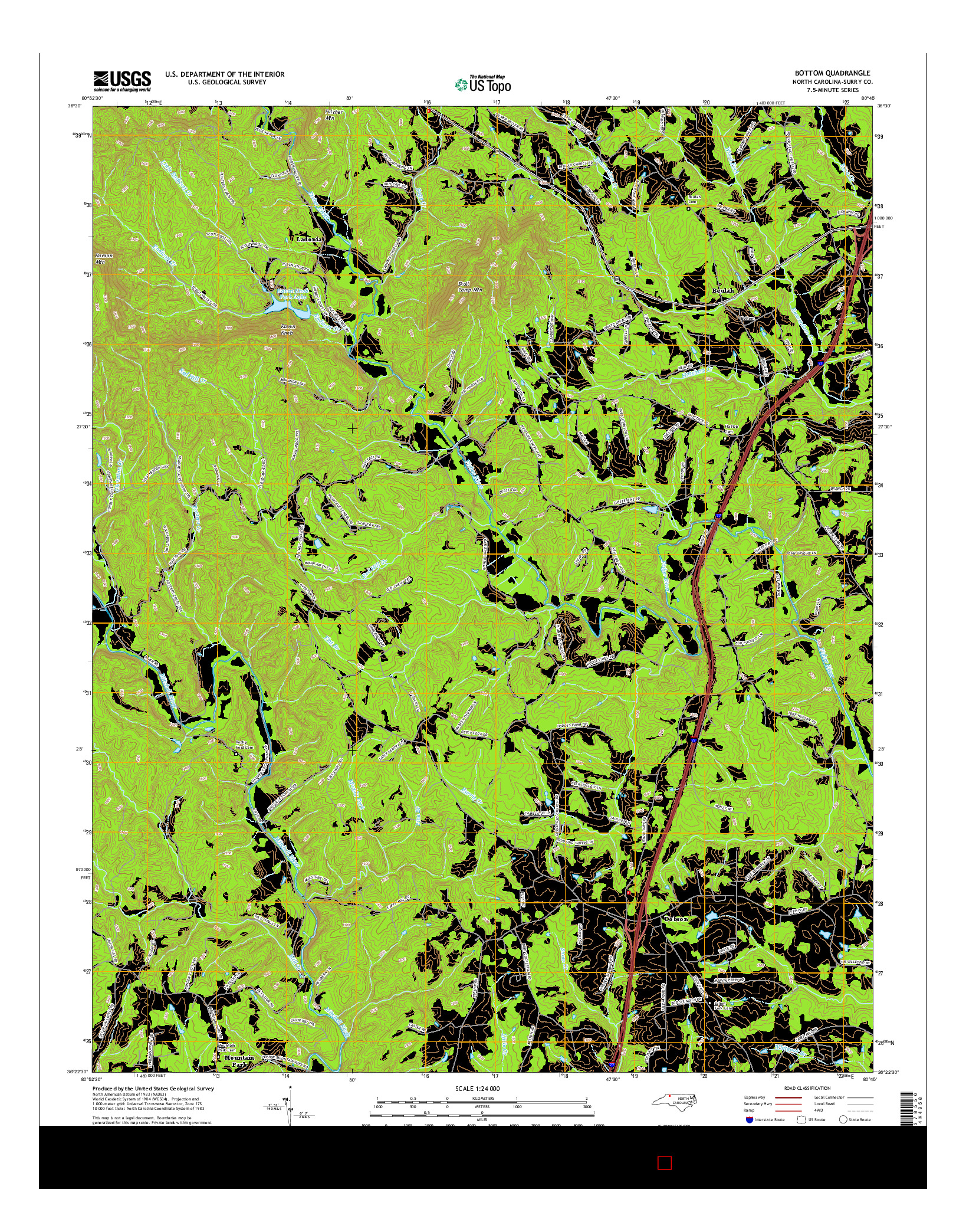 USGS US TOPO 7.5-MINUTE MAP FOR BOTTOM, NC 2016