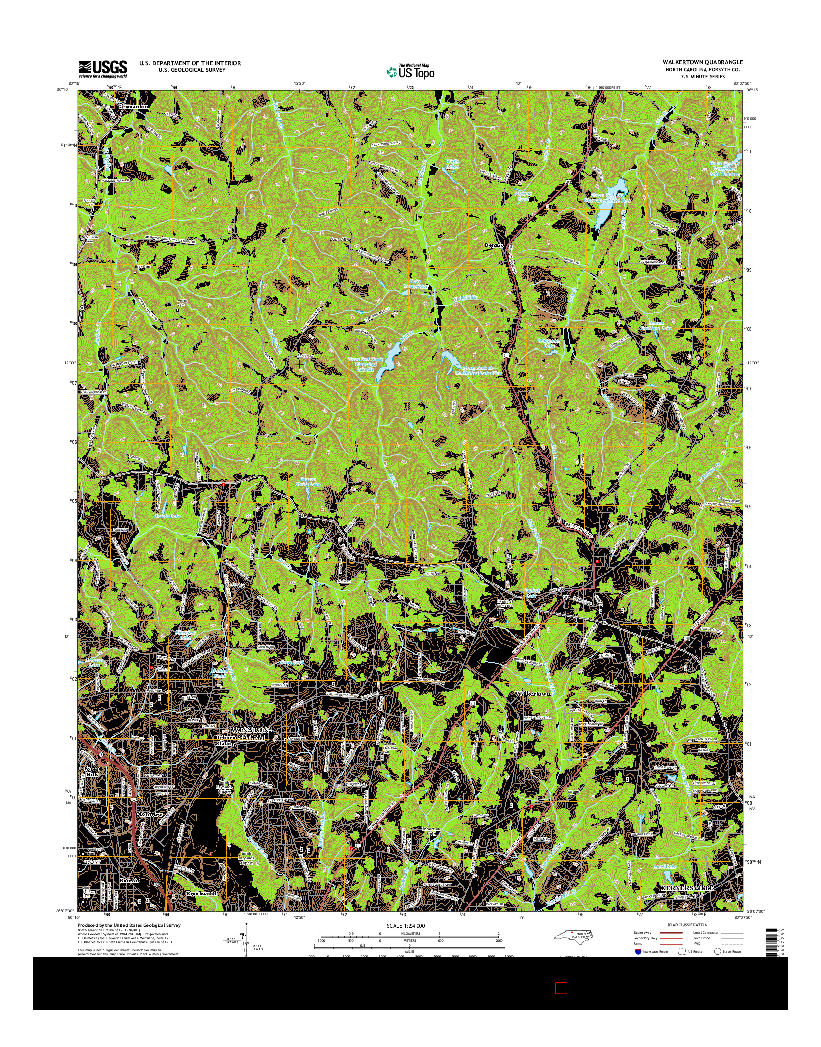 USGS US TOPO 7.5-MINUTE MAP FOR WALKERTOWN, NC 2016