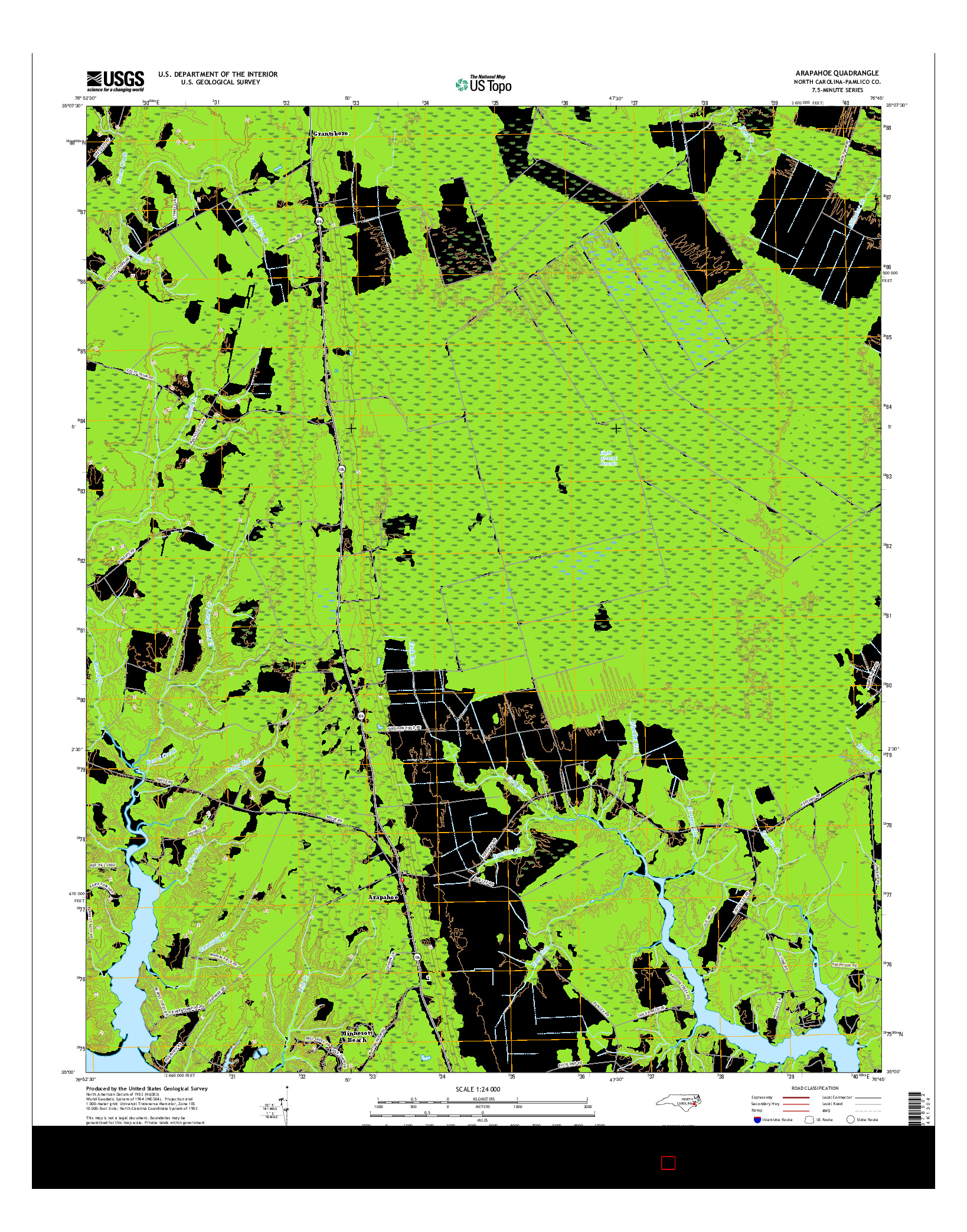 USGS US TOPO 7.5-MINUTE MAP FOR ARAPAHOE, NC 2016