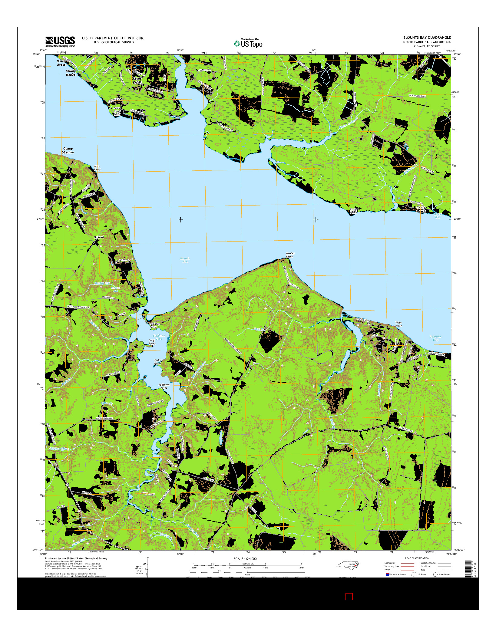 USGS US TOPO 7.5-MINUTE MAP FOR BLOUNTS BAY, NC 2016