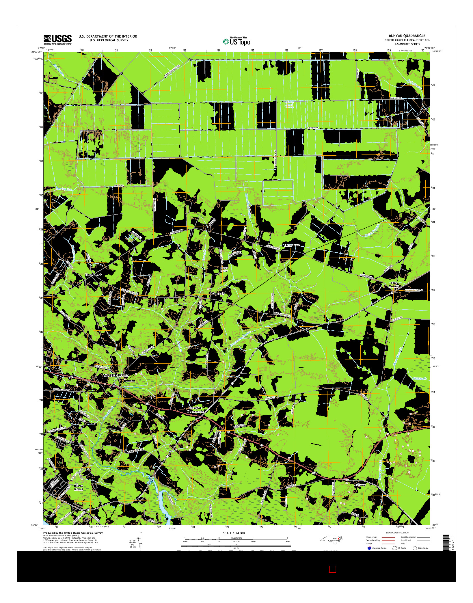 USGS US TOPO 7.5-MINUTE MAP FOR BUNYAN, NC 2016