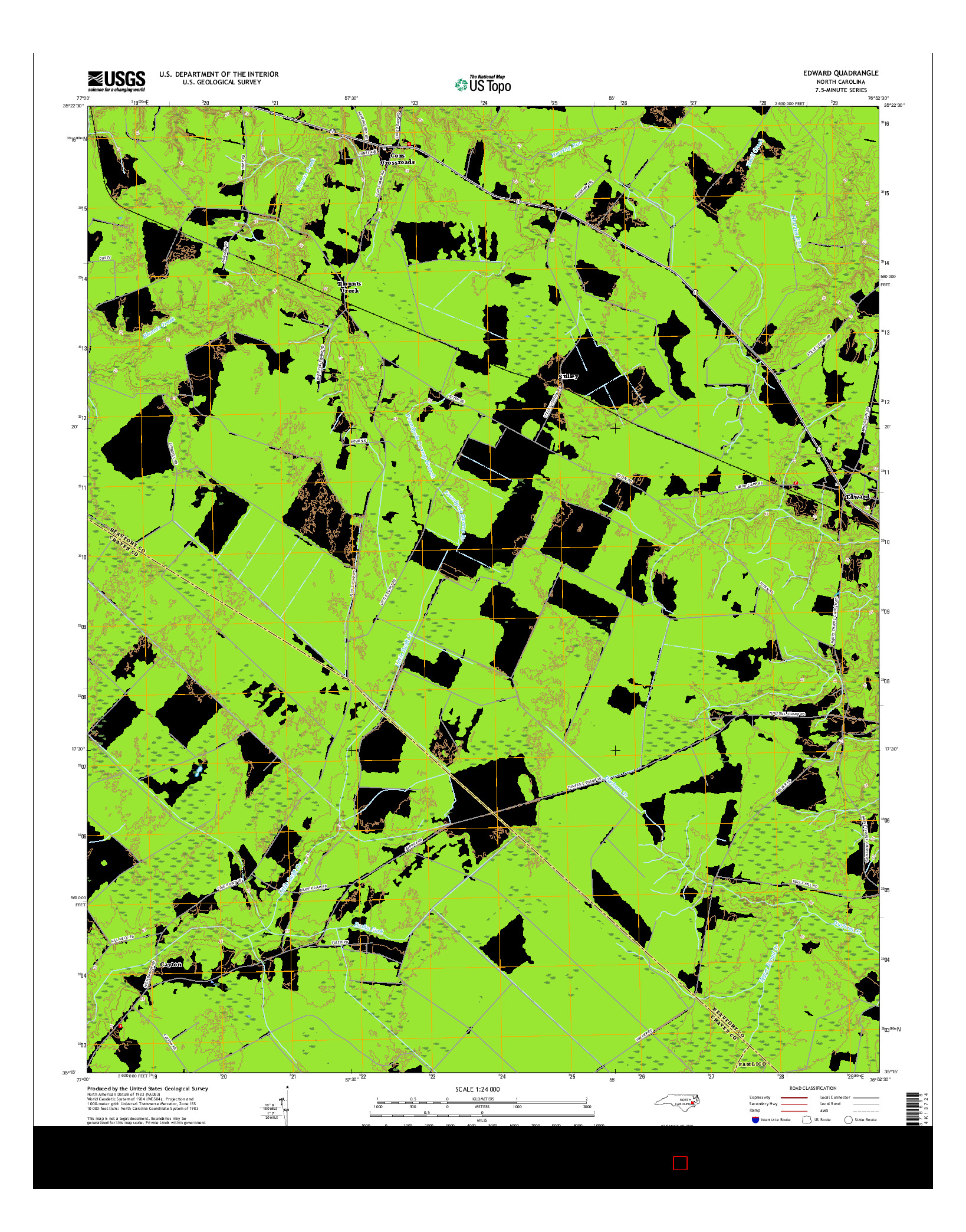 USGS US TOPO 7.5-MINUTE MAP FOR EDWARD, NC 2016