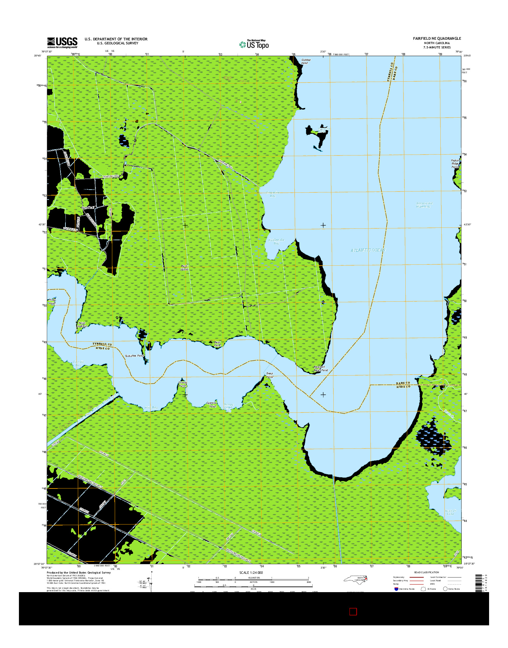 USGS US TOPO 7.5-MINUTE MAP FOR FAIRFIELD NE, NC 2016