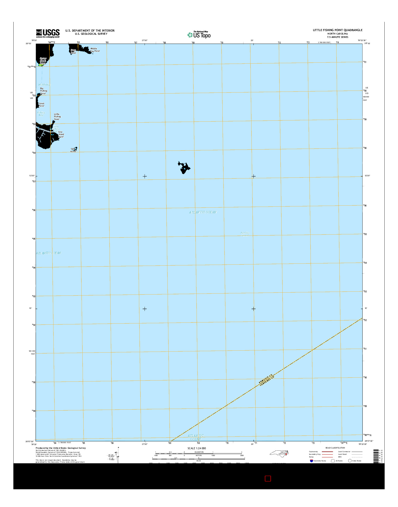 USGS US TOPO 7.5-MINUTE MAP FOR LITTLE FISHING POINT, NC 2016