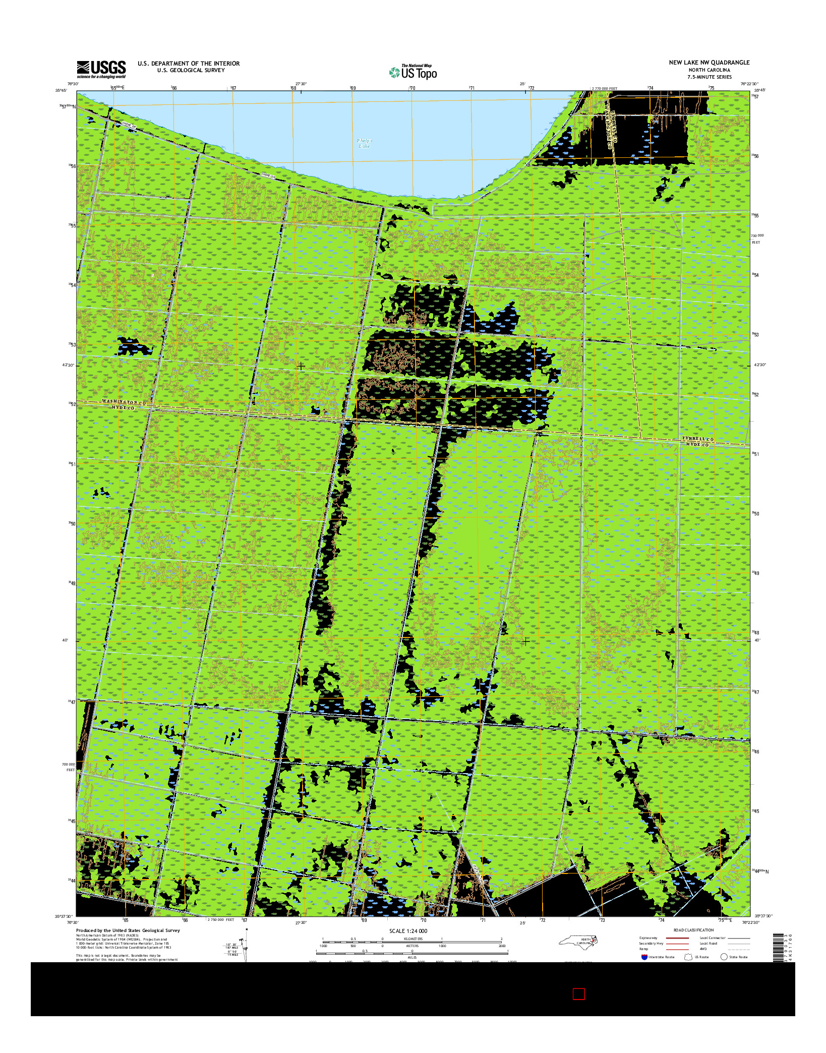 USGS US TOPO 7.5-MINUTE MAP FOR NEW LAKE NW, NC 2016