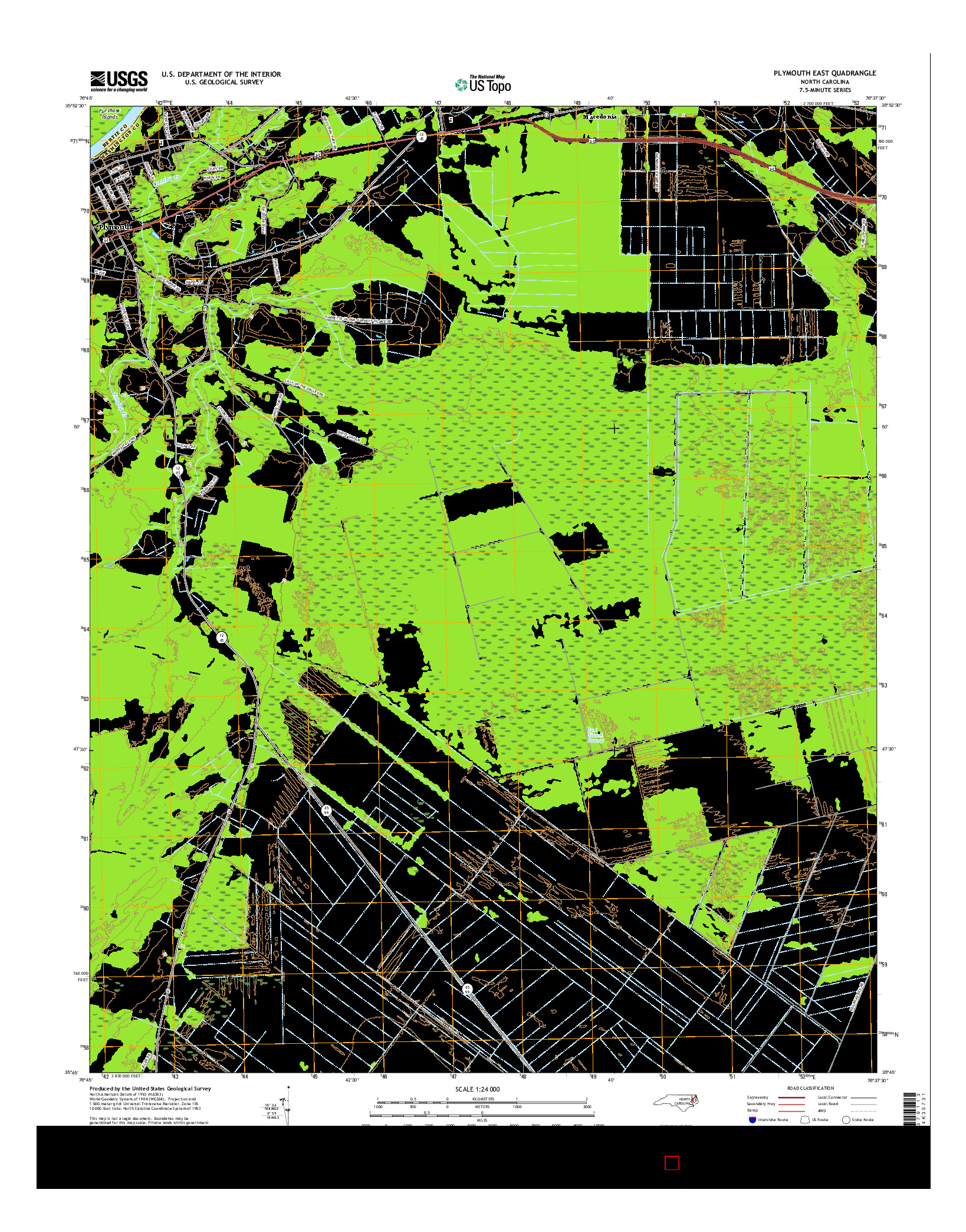 USGS US TOPO 7.5-MINUTE MAP FOR PLYMOUTH EAST, NC 2016