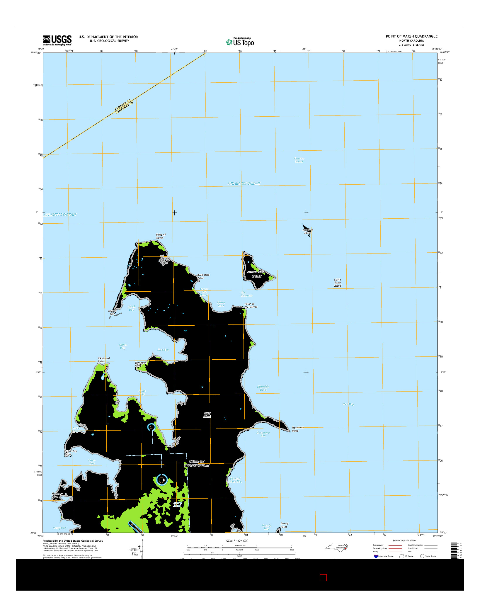 USGS US TOPO 7.5-MINUTE MAP FOR POINT OF MARSH, NC 2016