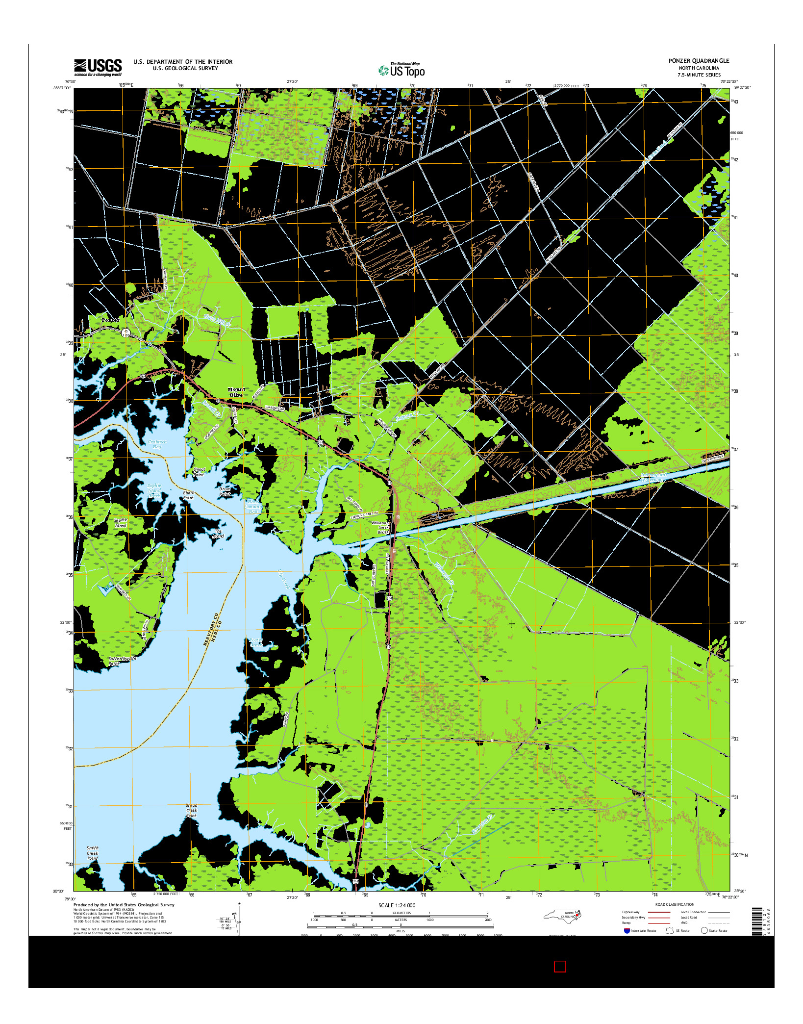 USGS US TOPO 7.5-MINUTE MAP FOR PONZER, NC 2016